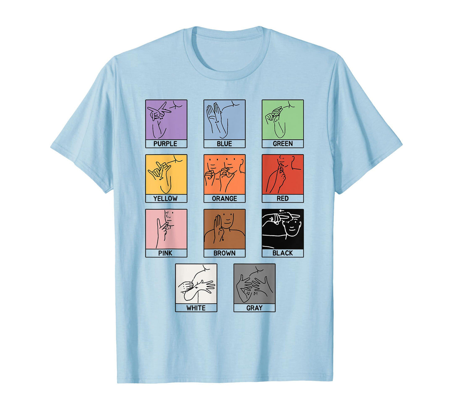 Colors ASL Sign Language Deaf Sign Language Simple Asl T-Shirt