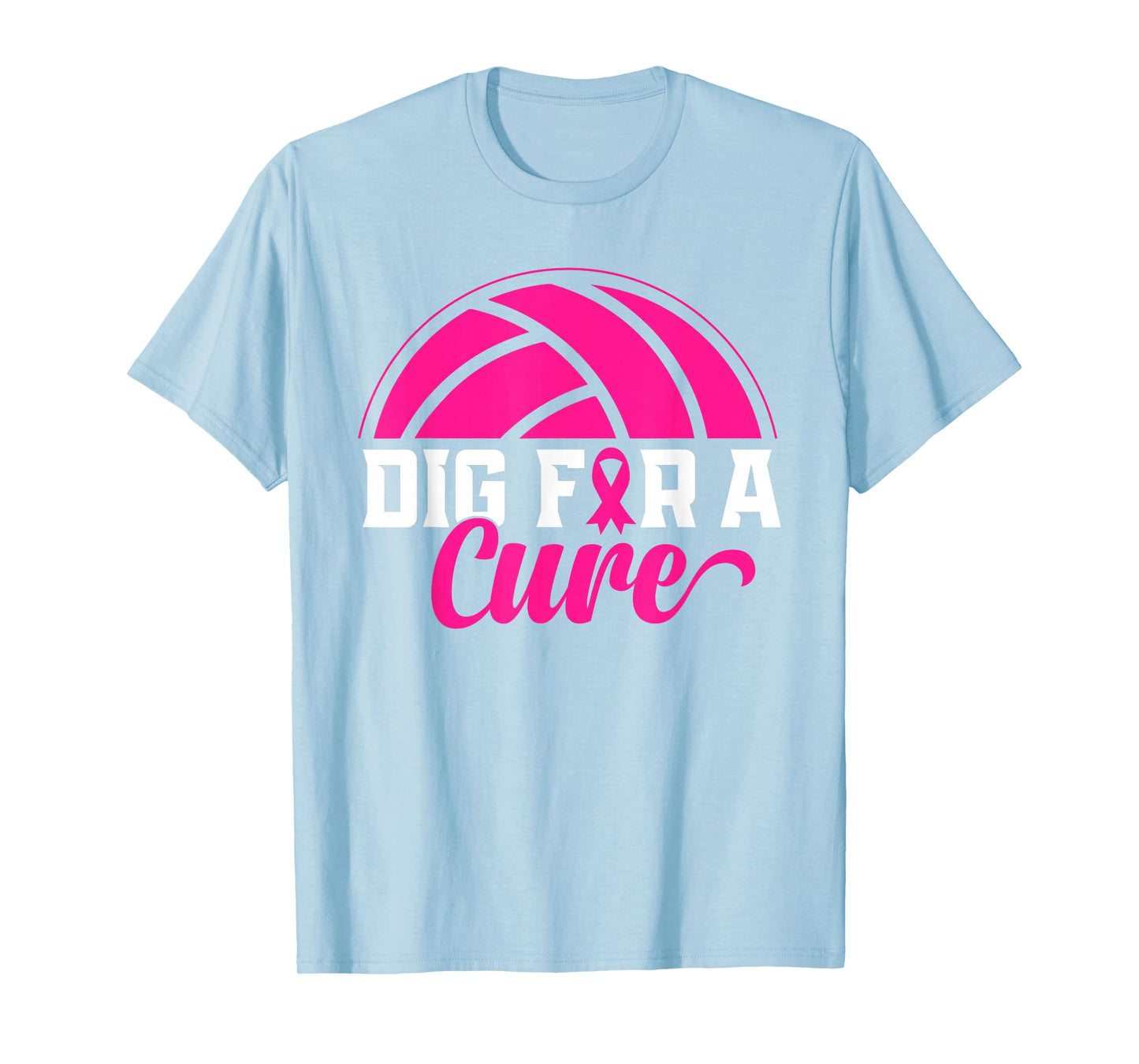 Dig For A Cure Breast Cancer Awareness Volleyball Pink Print T-Shirt