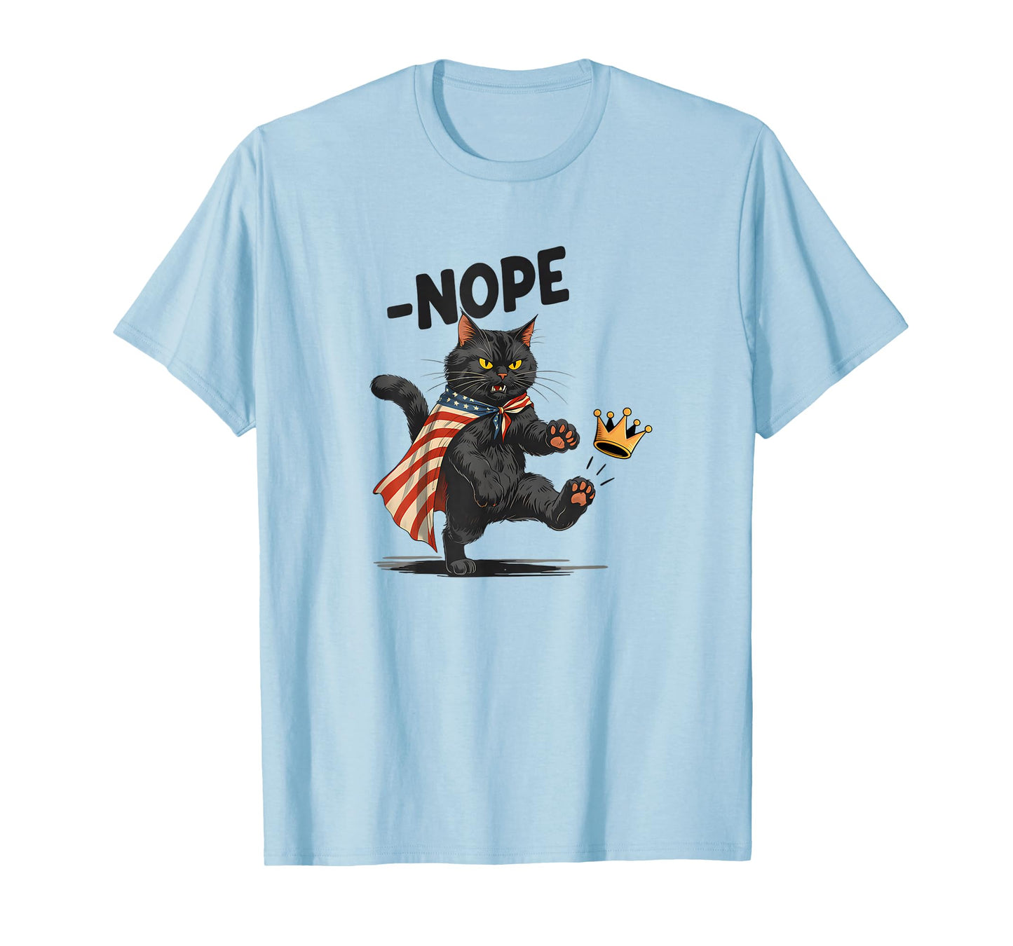Nope No Kings in America Retro Political Cat Flag Women Men T-Shirt