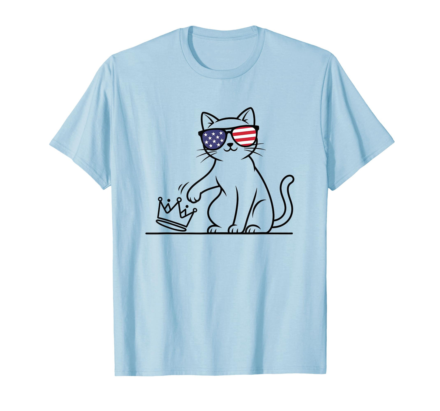 Cat No Kings in America Patriotic Funny Cat Lady Democracy T-Shirt
