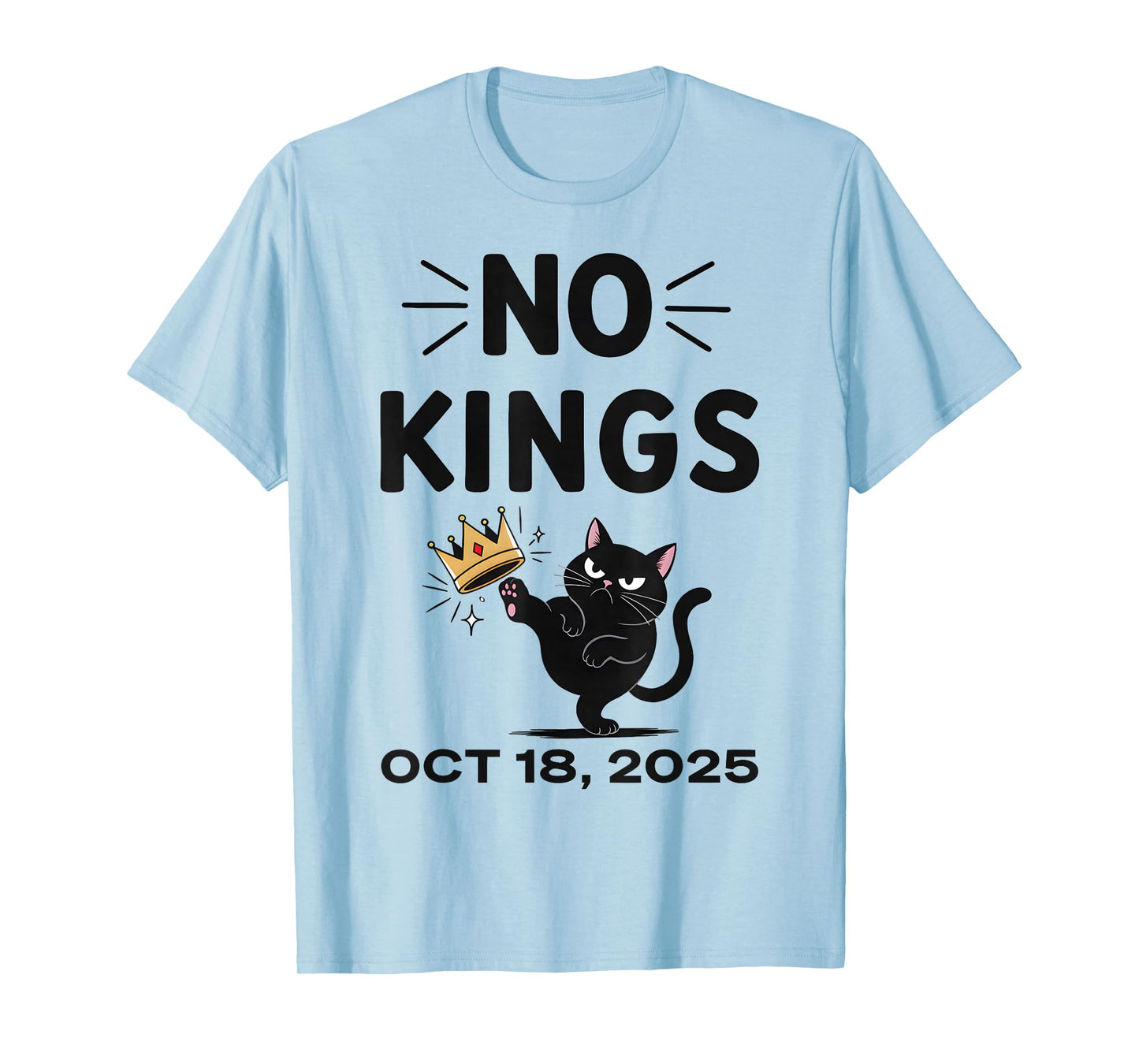 Black Cat No Kings October 18 No Kings Day T-Shirt