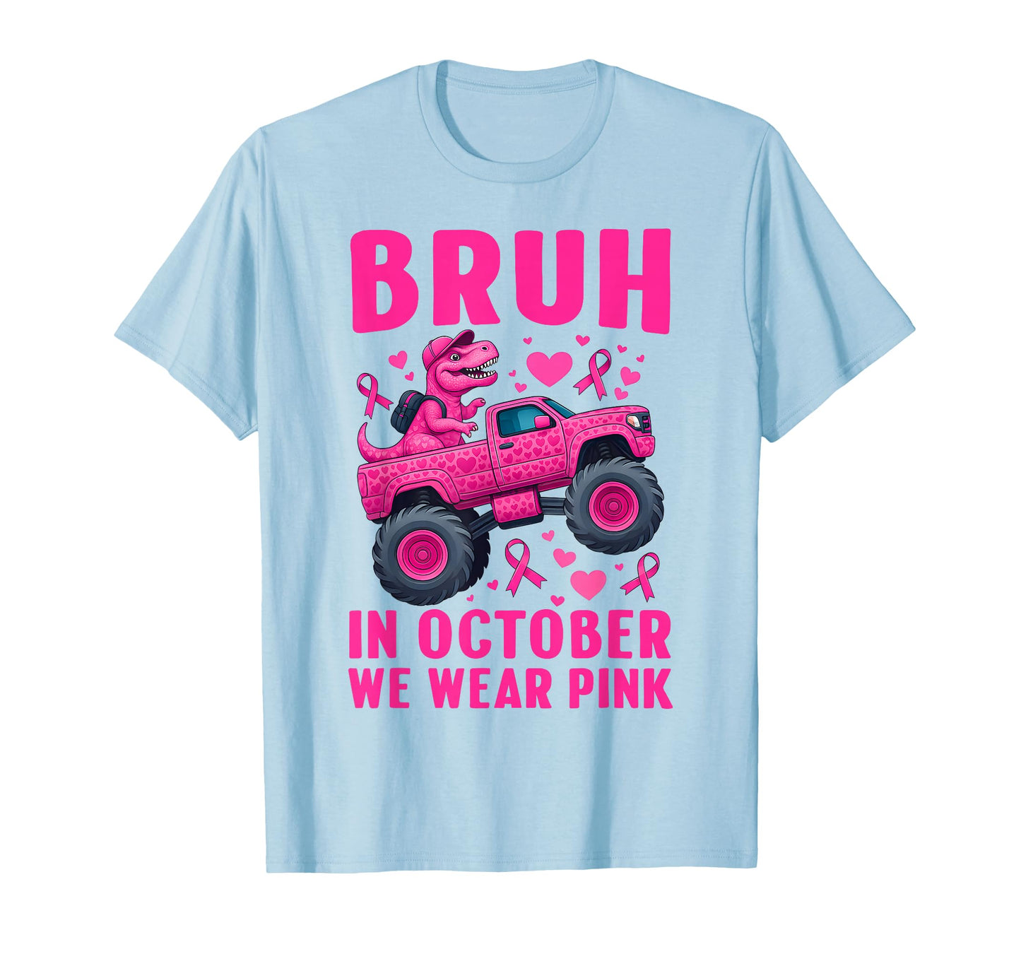 Bruh in October We Wear Pink Breast Cancer Kids Teen Girls T-Shirt