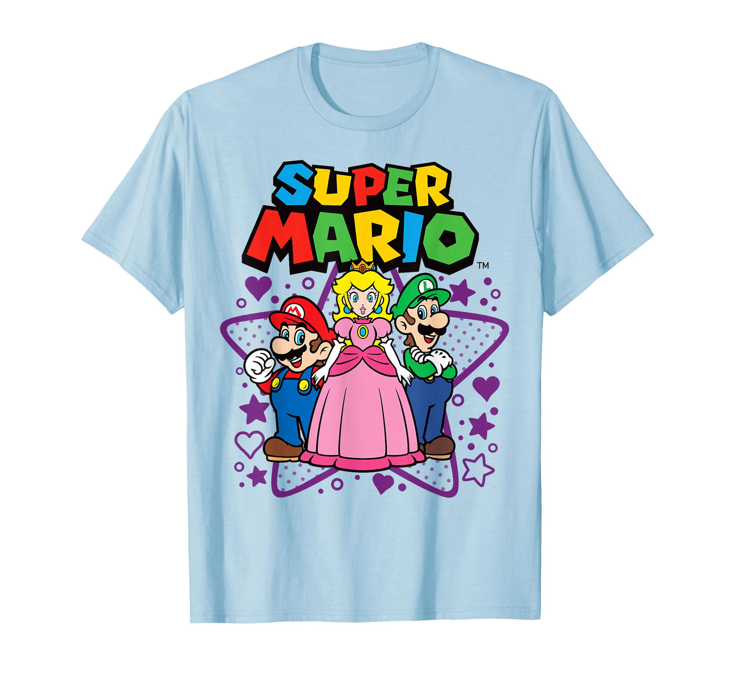 Super Mario Peach Luigi Trio Stars And Hearts T-Shirt