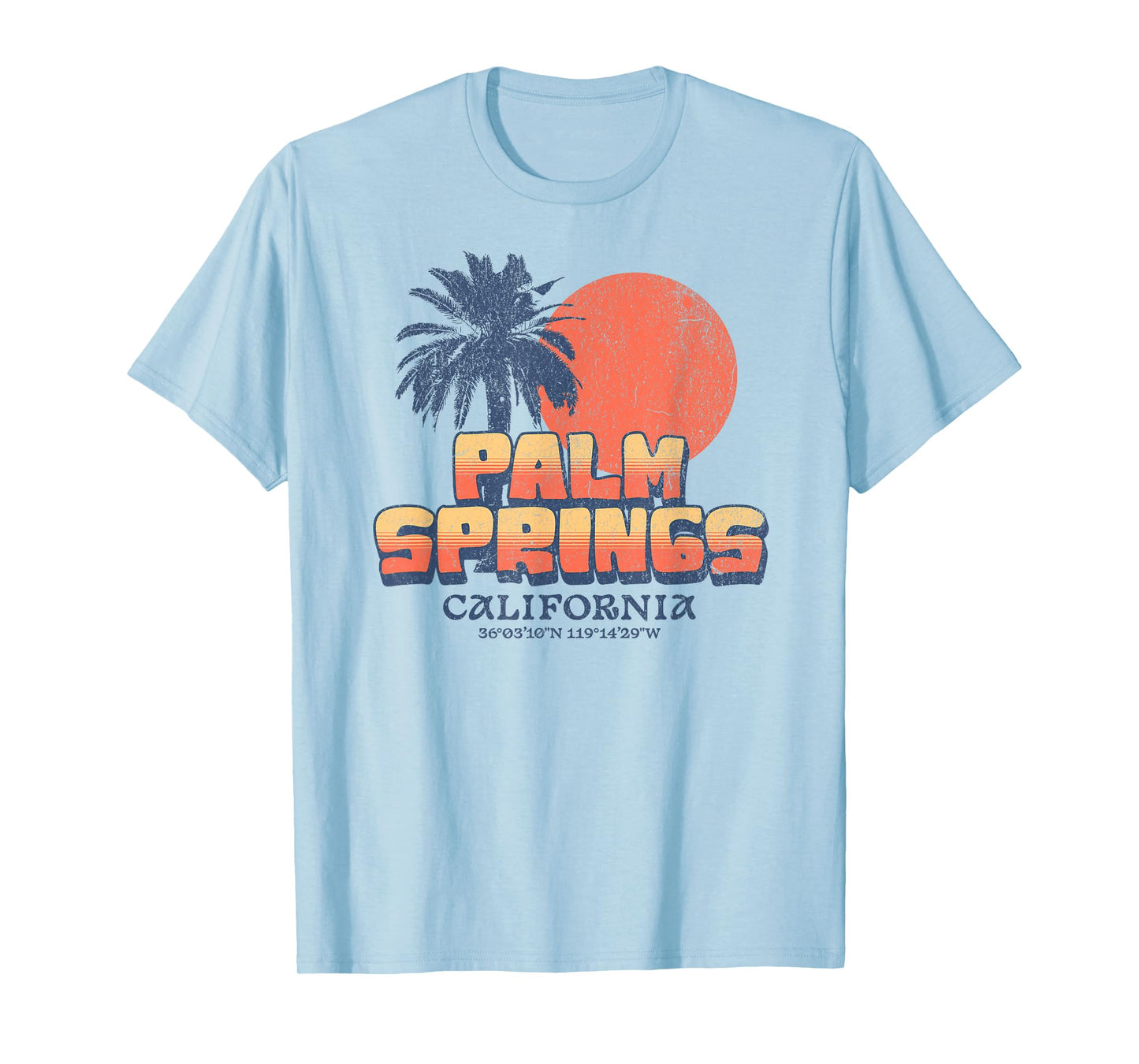 Palm Springs California Retro Sunset Palm Tree Cali Beach T-Shirt