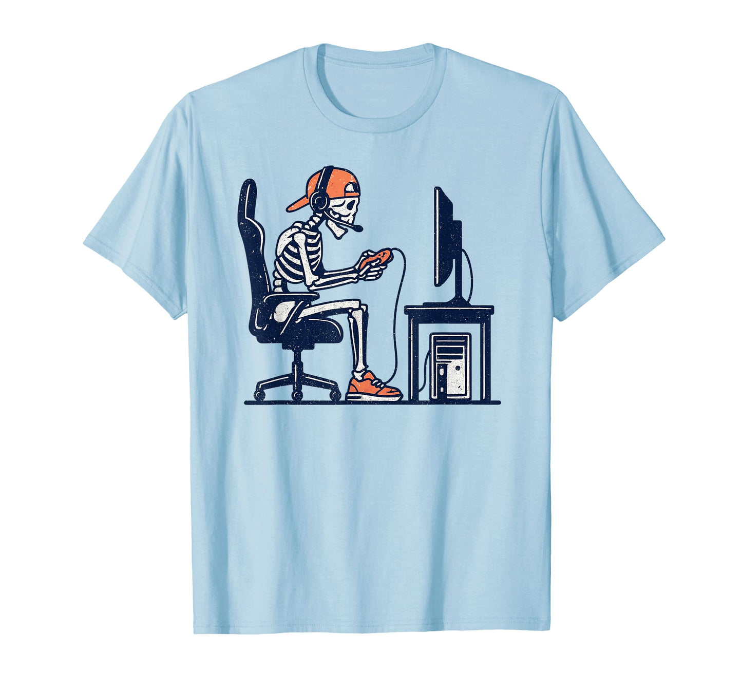 Vintage Halloween Skeleton Gamer Funny Spooky Costume T-Shirt