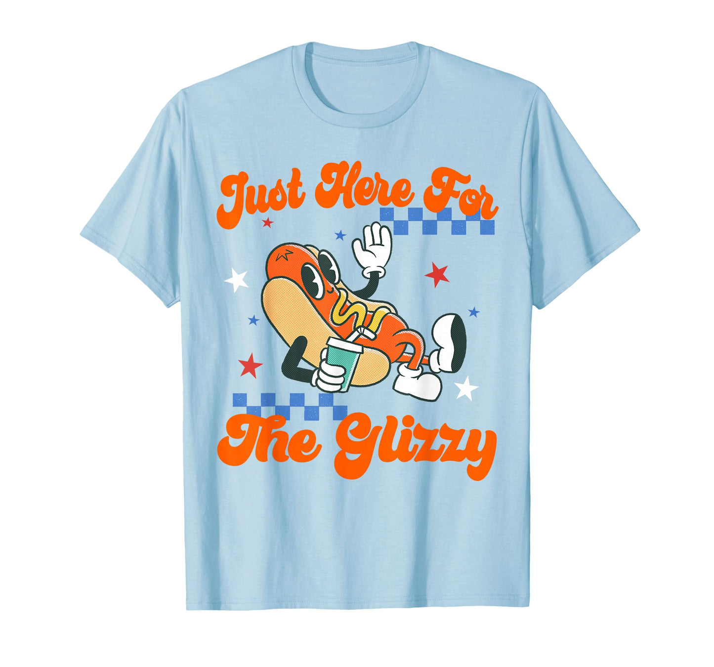 Retro Hot Dog I'm Just Here For The Glizzy Happy 4th of July T-Shirt