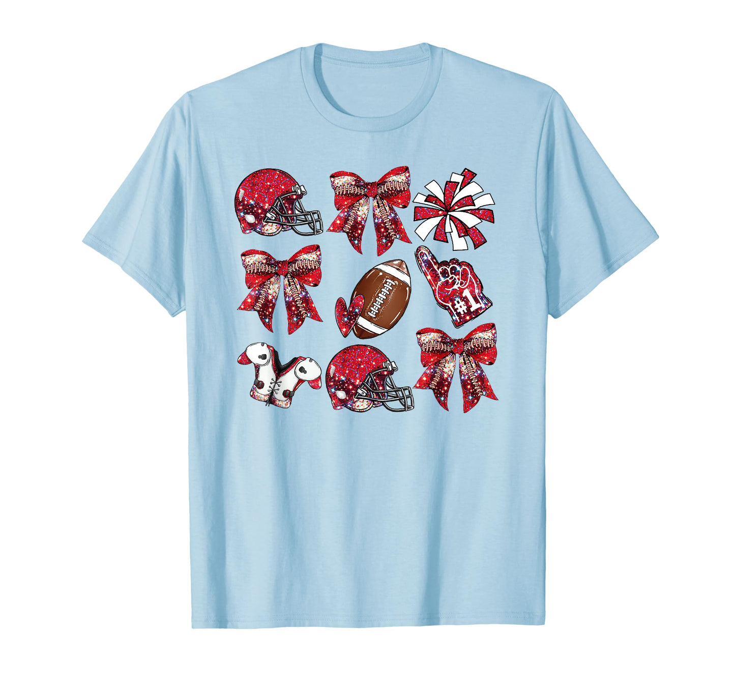 Red Coquette Bow Football Game Day Women Girls Kids T-Shirt