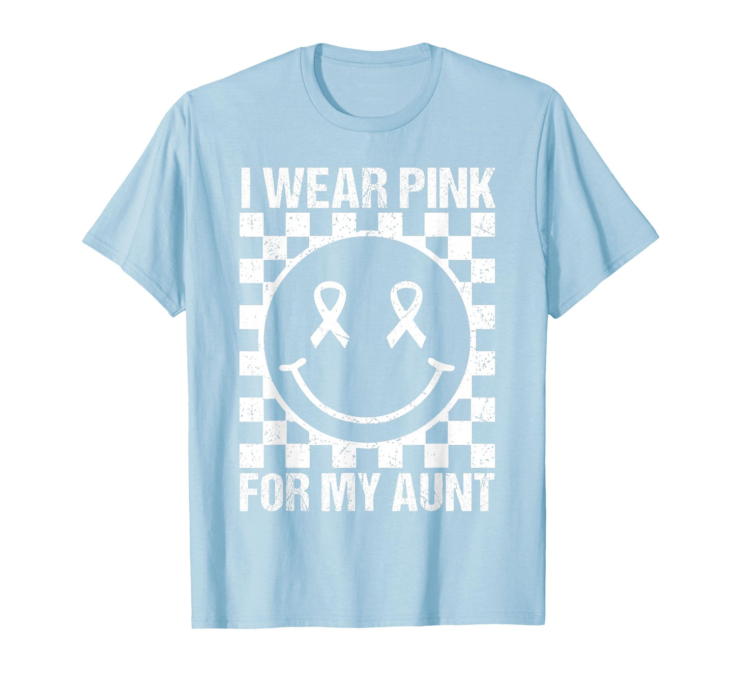 I Wear Pink for My Aunt Smile Face Breast Cancer Women Kids T-Shirt