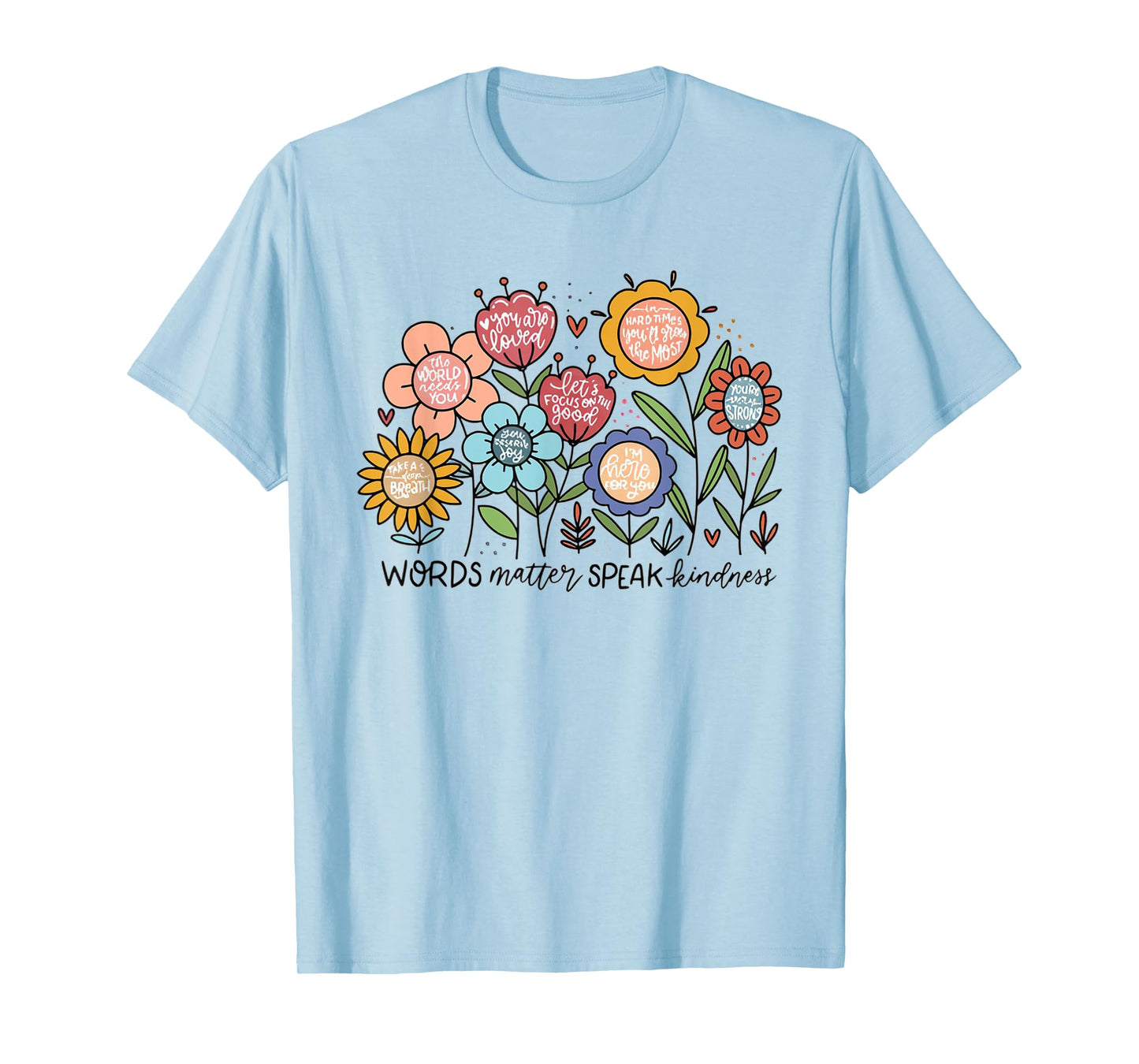 Words Matter Speak Kindness Boho Floral Sped Teacher T-Shirt