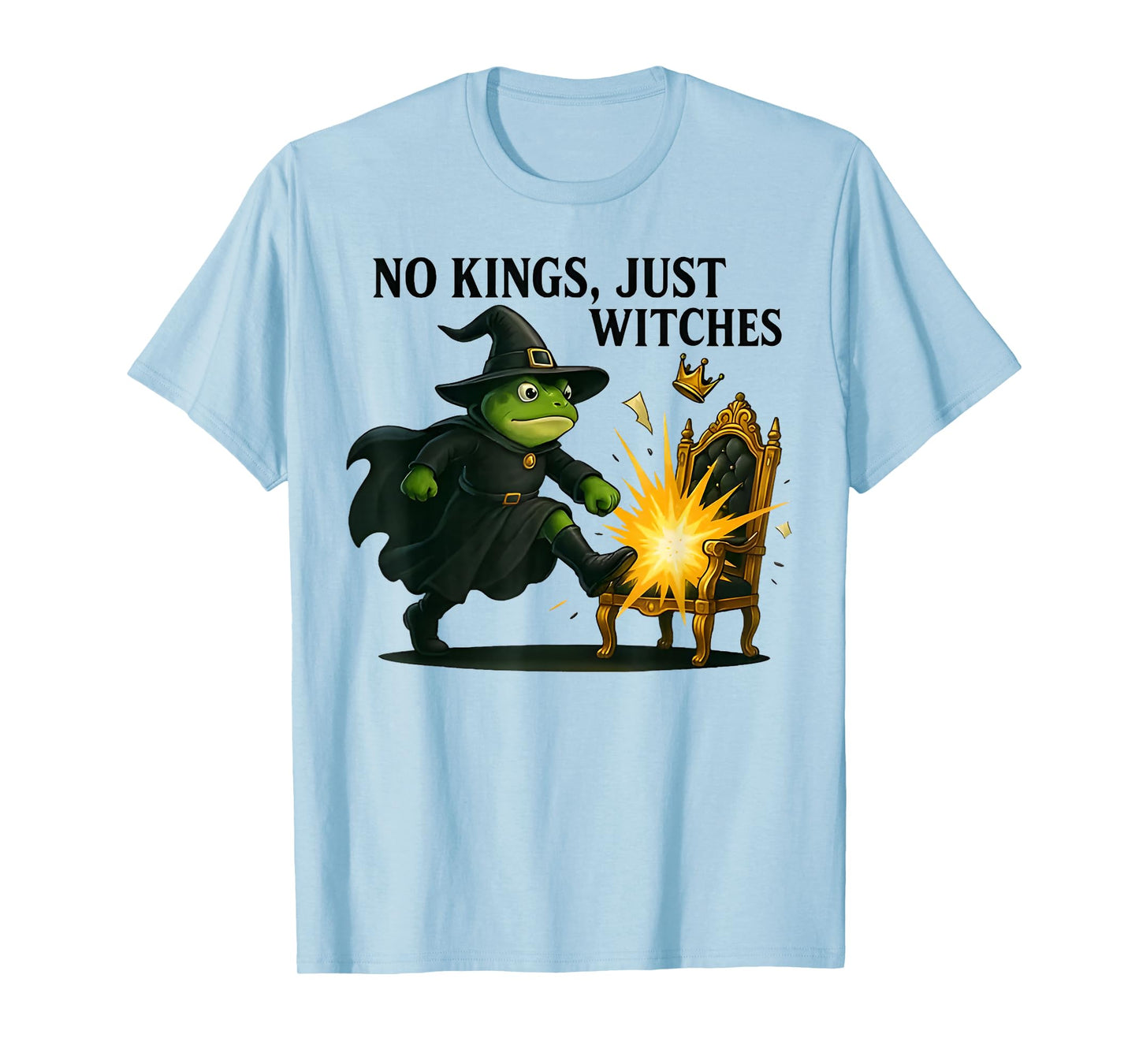 No Kings Just Witches Funny Frog Wich Kicking Crown Retro T-Shirt