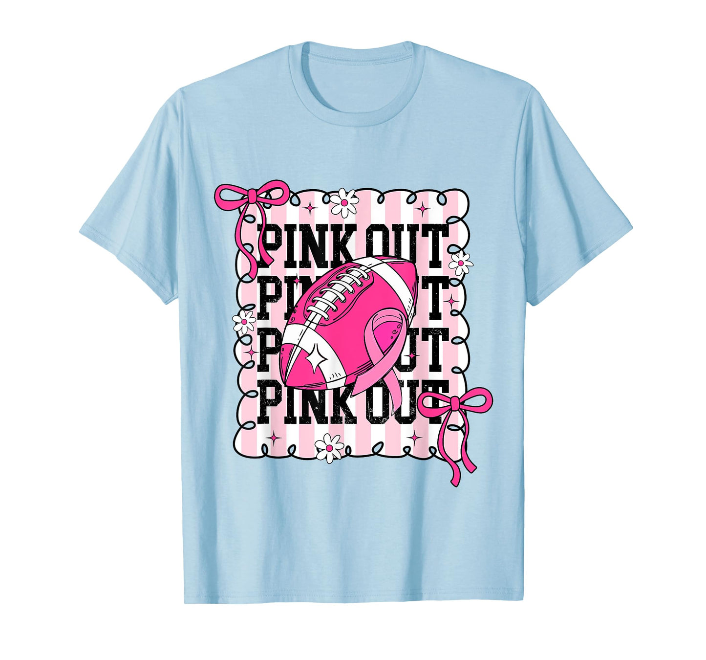 Pink Out Football Breast Cancer Awareness Coquette Women T-Shirt