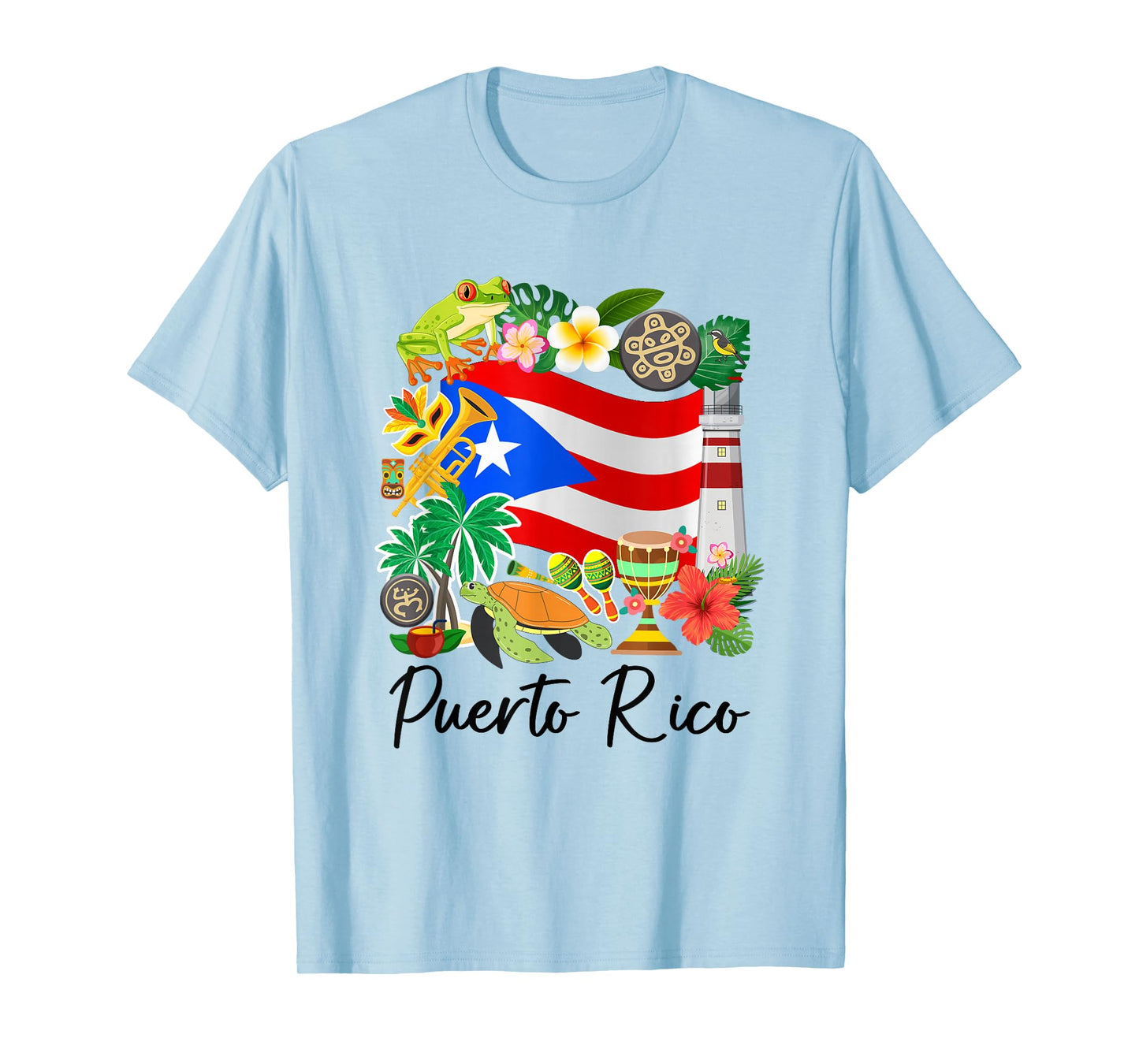 Puerto Rico Flag Floral Frog Boricua Women Hispanic Heritage T-Shirt