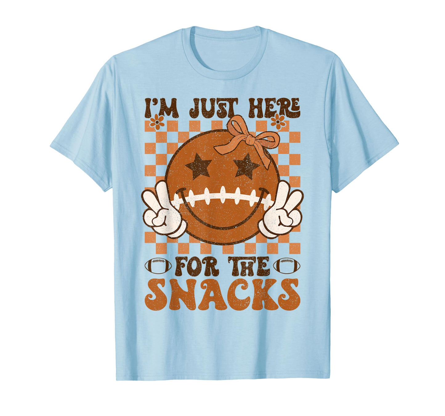 I'm Just Here for The Snacks Football Retro Game Day Girls T-Shirt