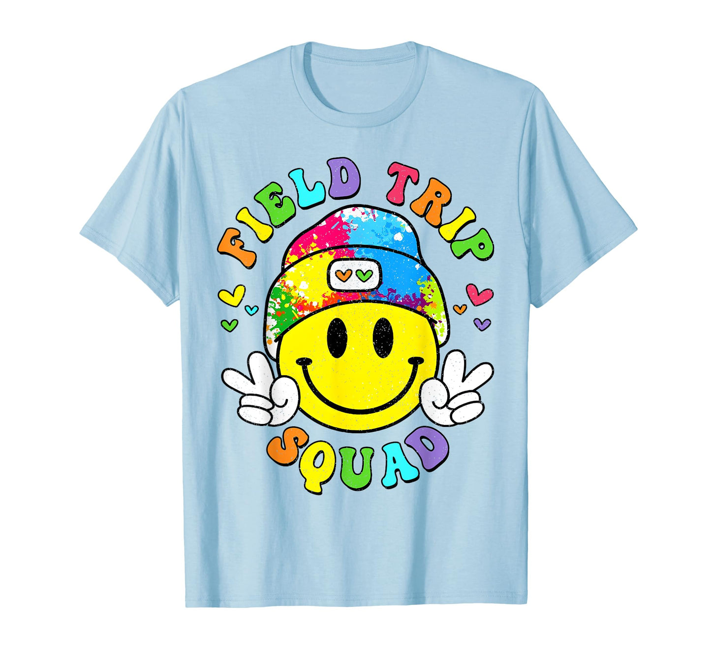 Hippie smile Face Field Trip Squad Groovy Field Day 2024 T-Shirt