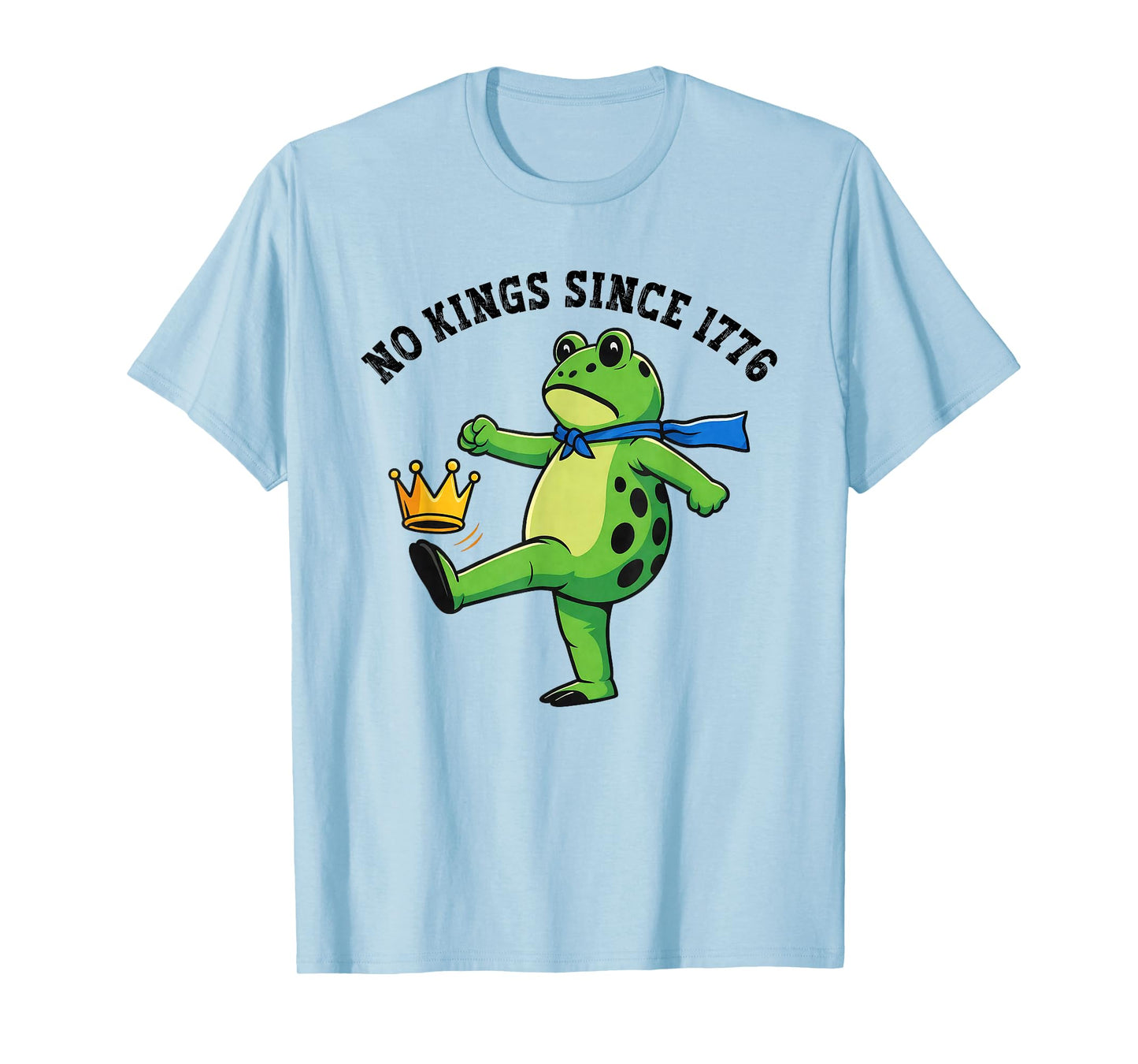 No Kings Since 1776 Portland Frog Kicking Crown Retro T-Shirt