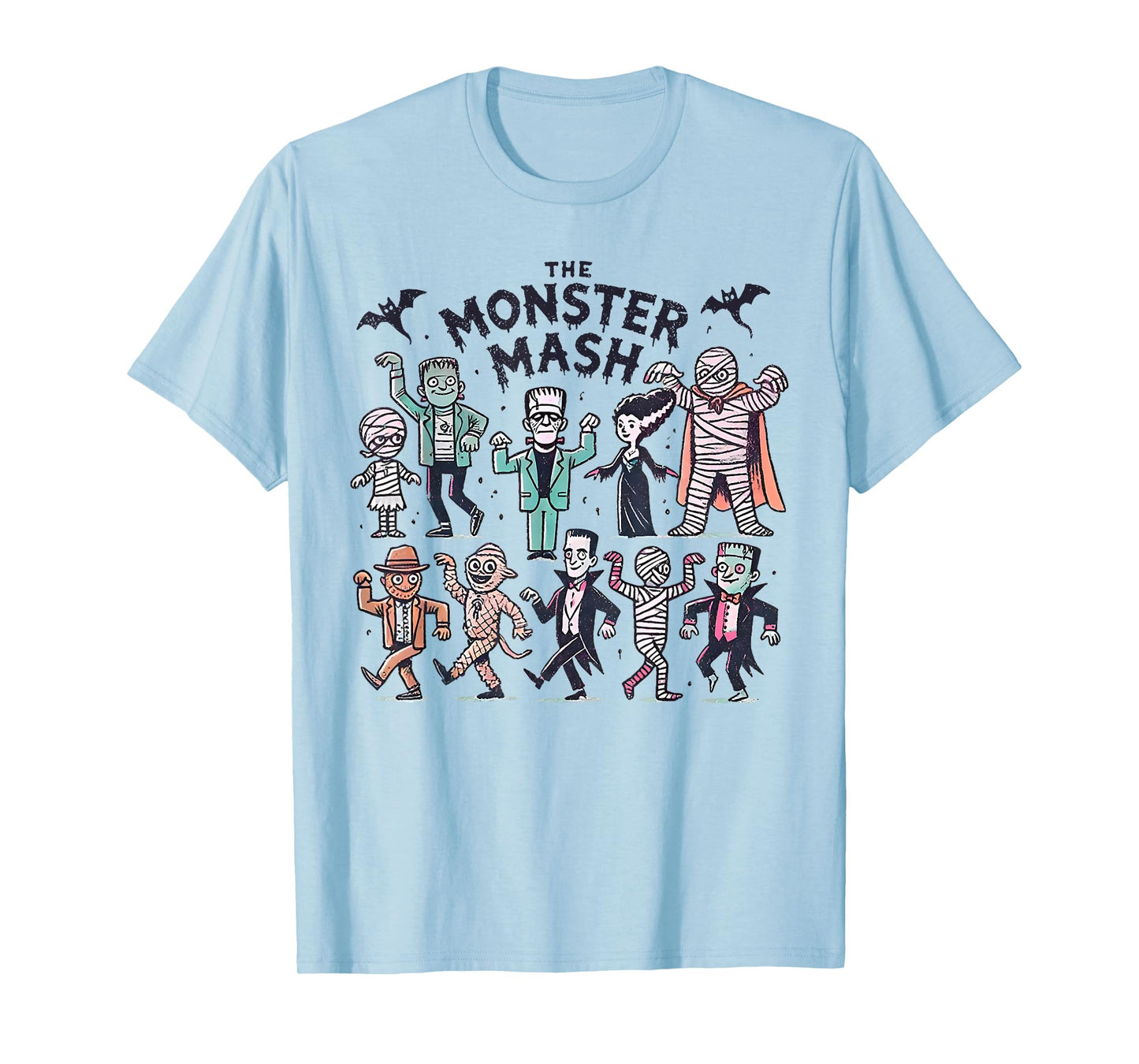 Monster Mash Spooky Season Halloween Mummy Witch Vampire T-Shirt