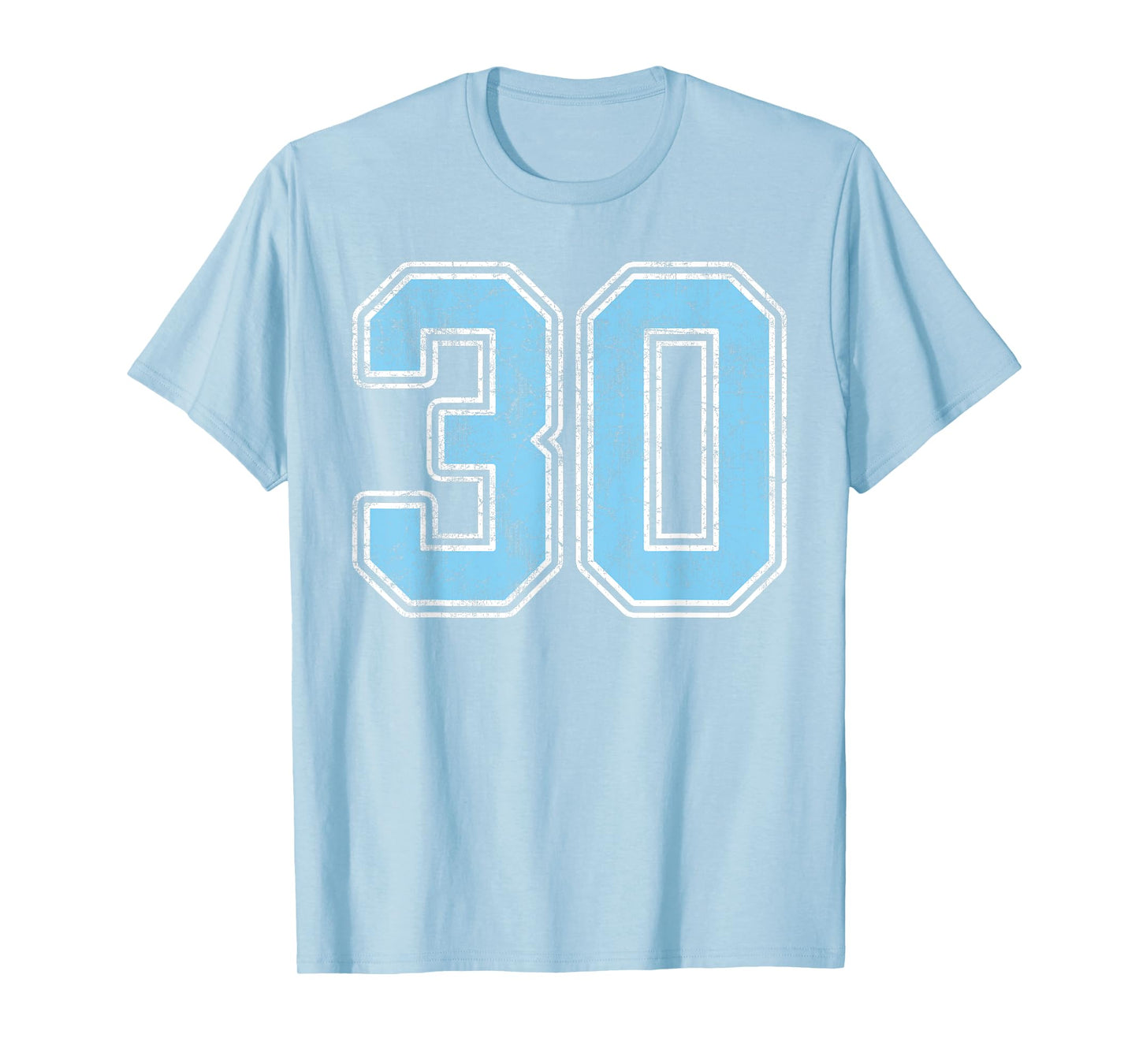 Baby Blue White Number 30 Jersey Player Uniform #30 T-Shirt