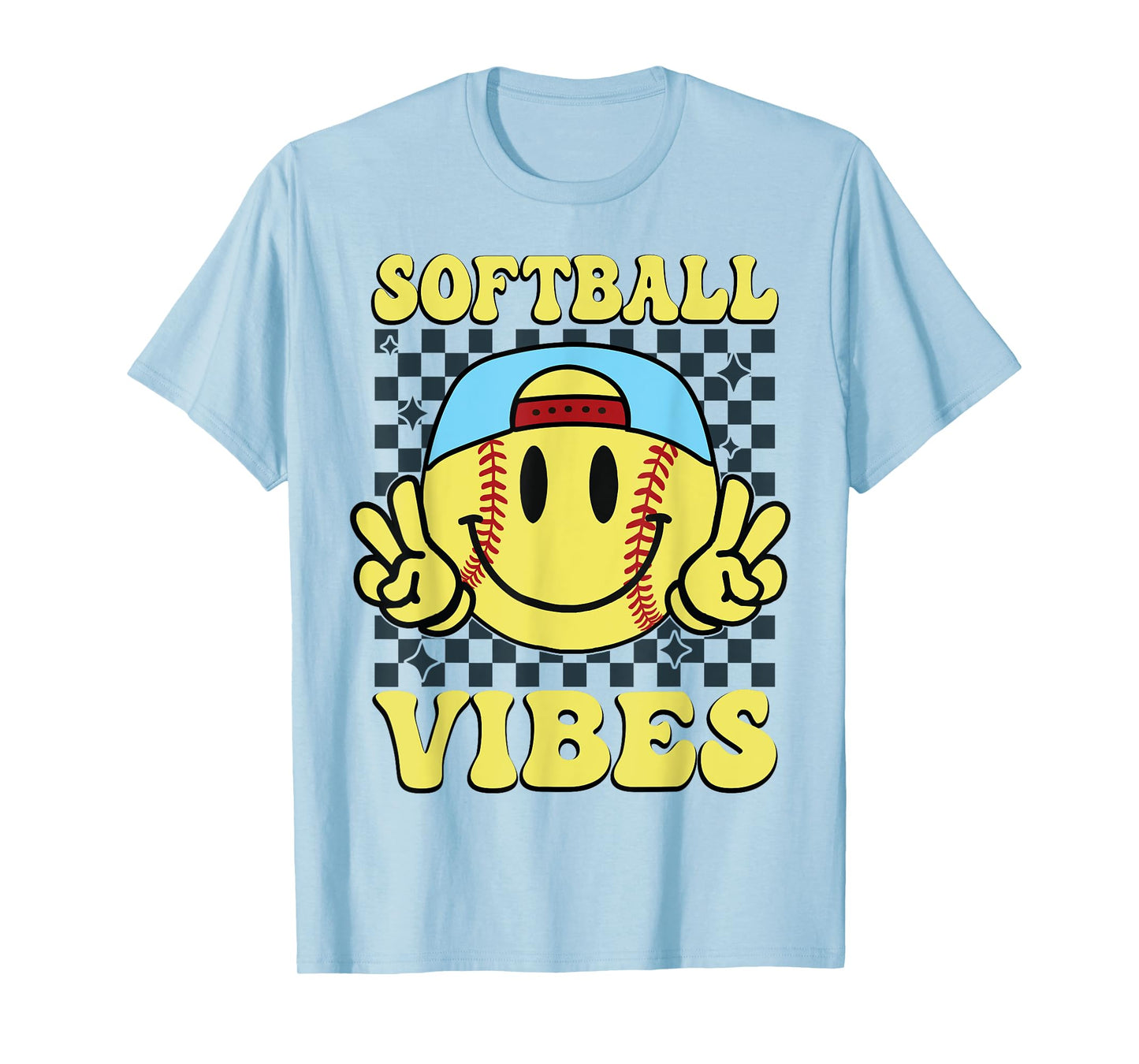 Softball Vibes Softball Retro Groovy Game Day Girls Women T-Shirt