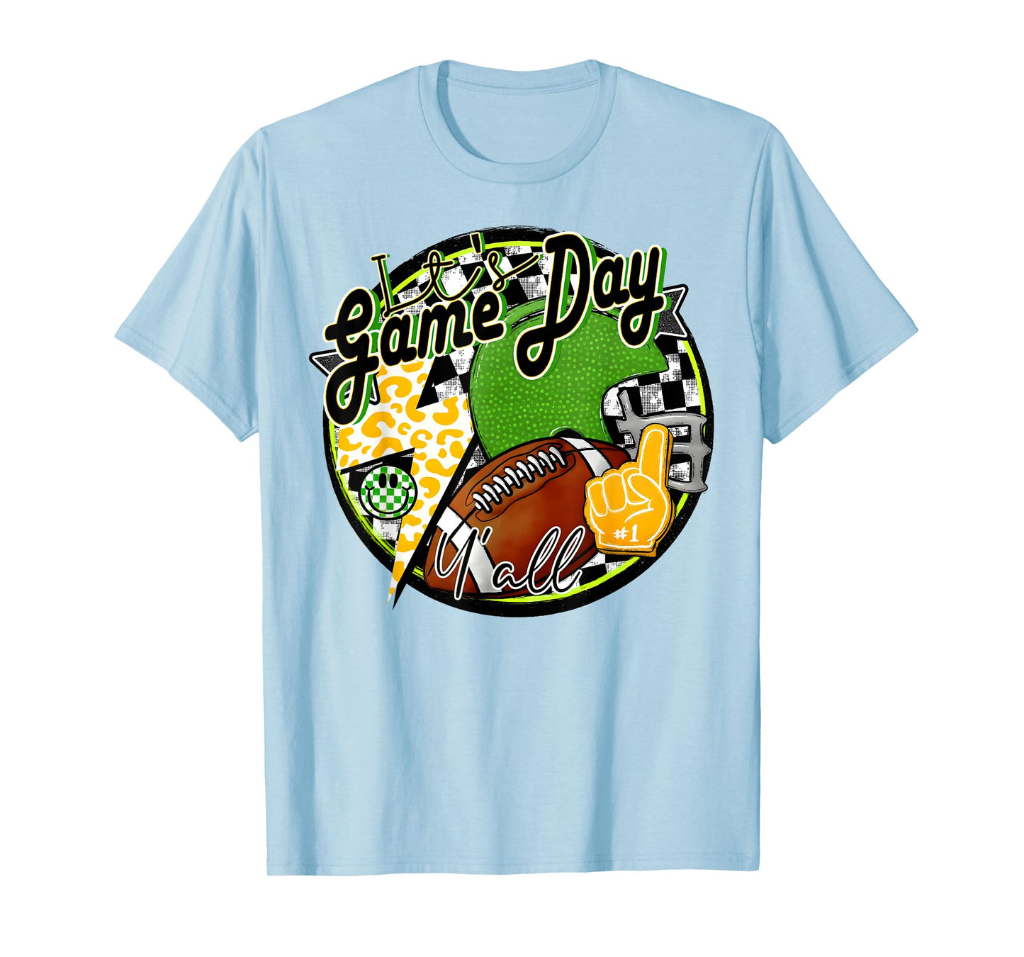 It's Game Day Y'all Retro Football Team Spirit Green & Gold T-Shirt