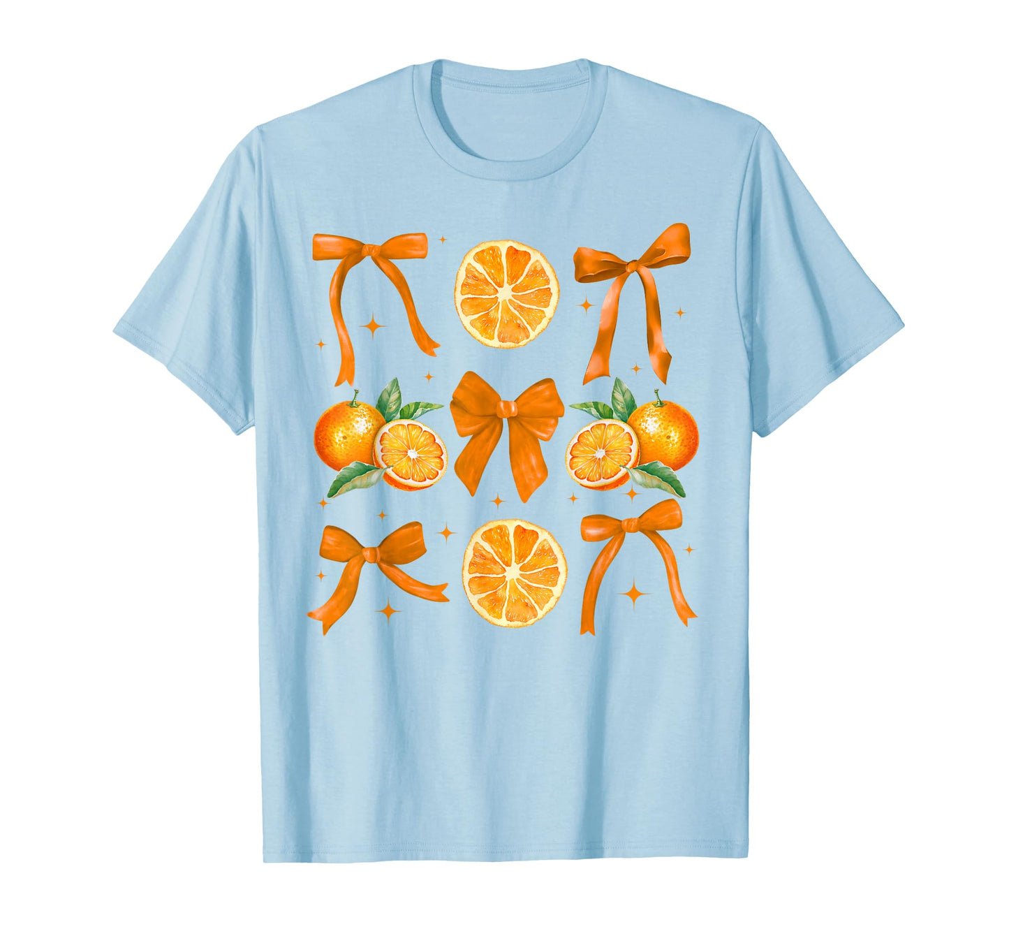 Orange Fruit Lover Coquette Bow Summer For Women Girls T-Shirt
