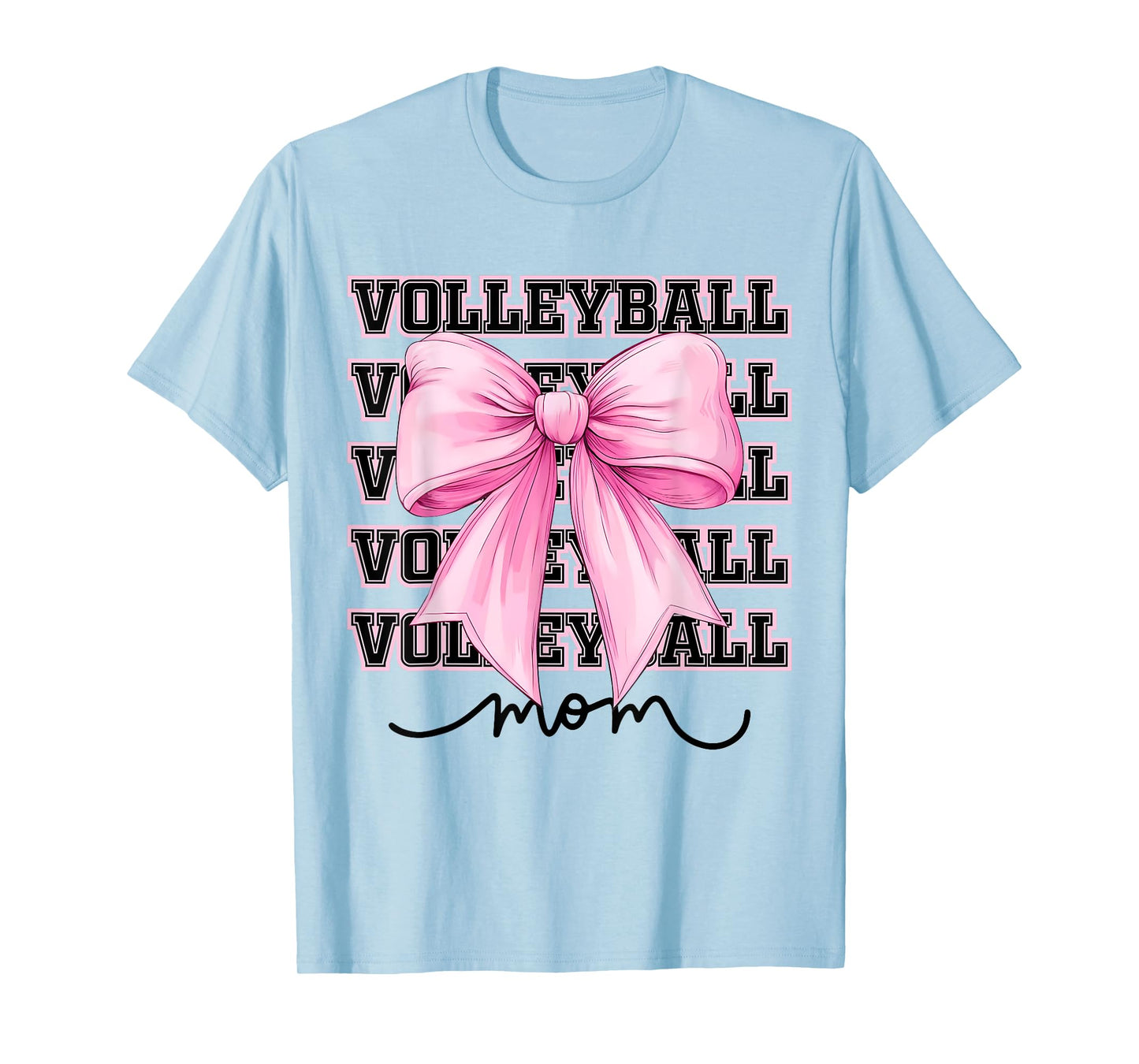 Volleyball Mom Pink Coquette Bow Game Day Mama Mothers Day T-Shirt