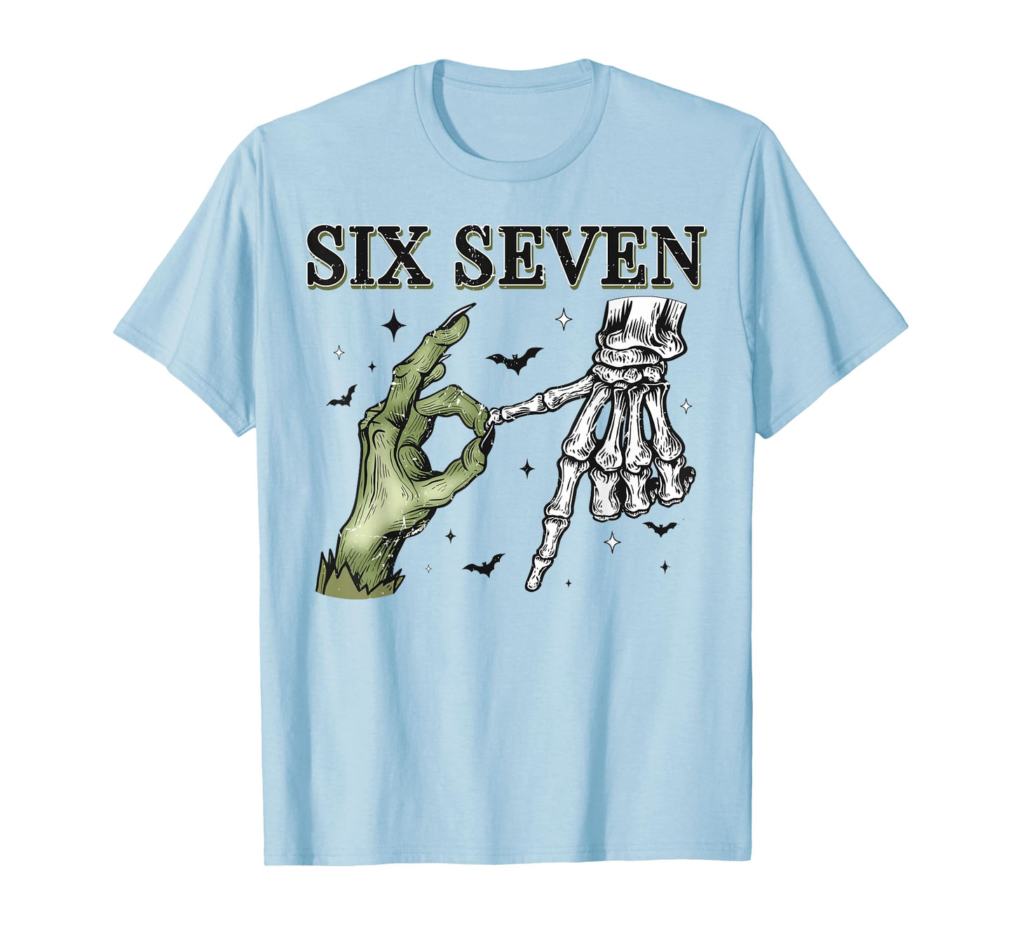 Six Seven 6 7 Meme Funny Witch Skeleton Hands Halloween T-Shirt