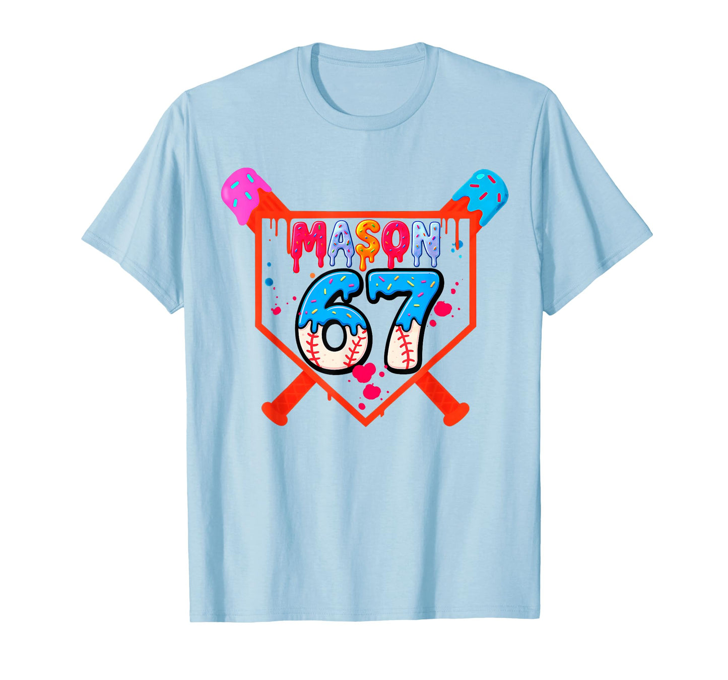 Mason 67 Funny Ice Cream Drip Baseball Meme Design T-Shirt