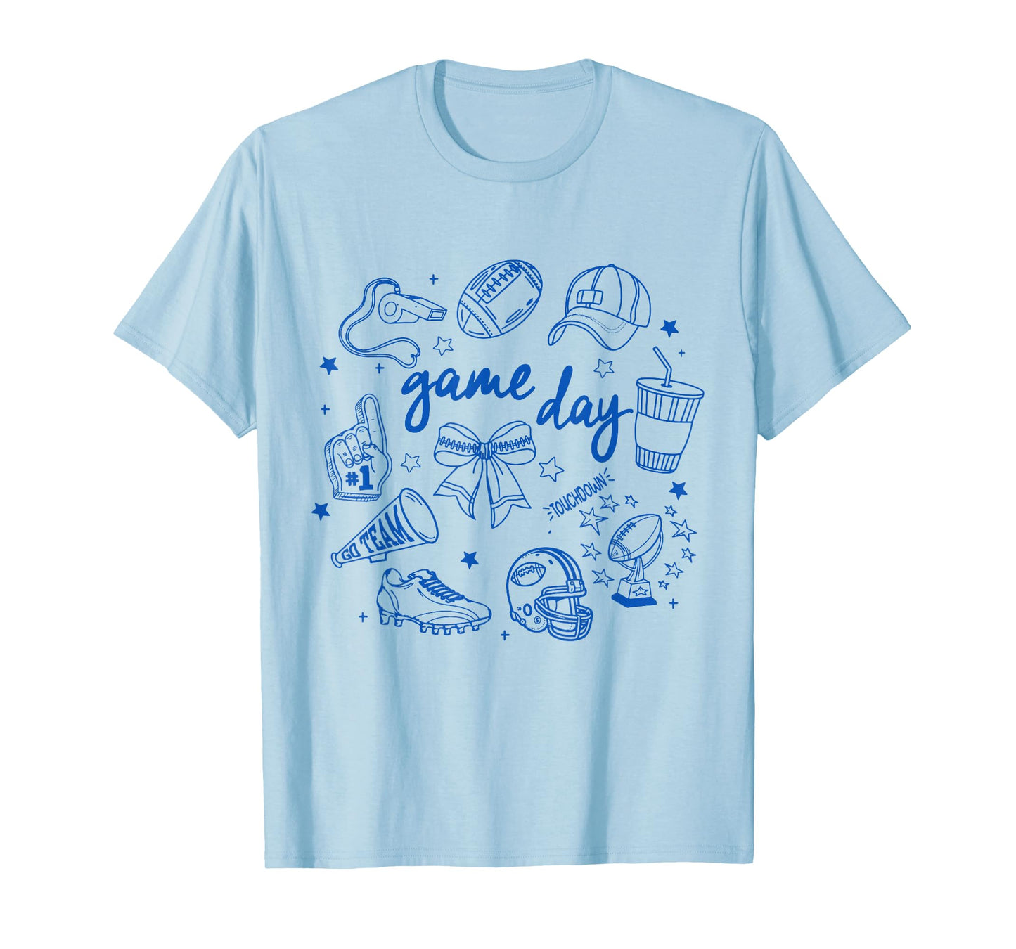 Retro Funny Game Day Football Doodles Cute Touchdown Season T-Shirt