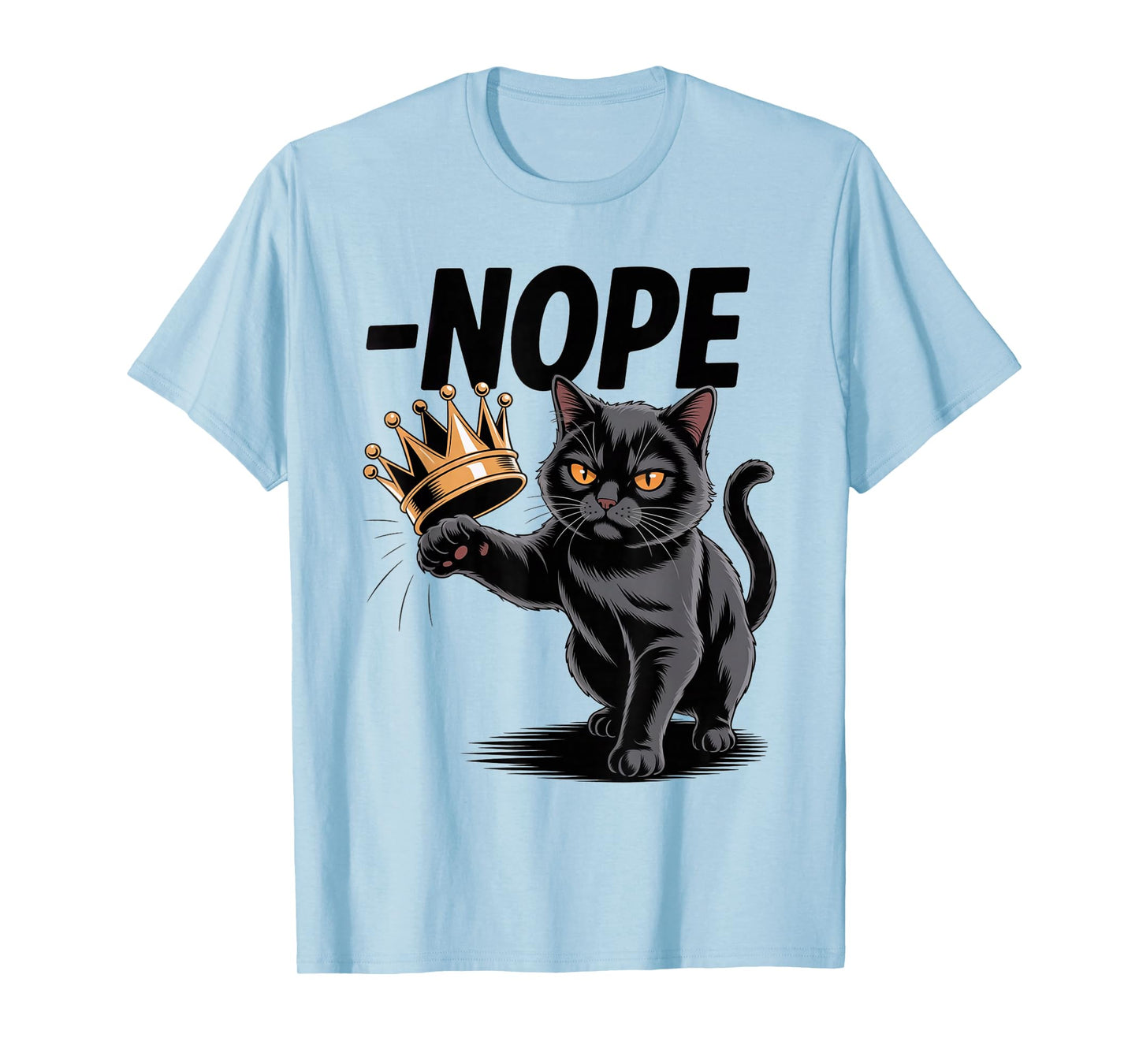 No Kings In America Funny Black Cat Kicking Crown T-Shirt