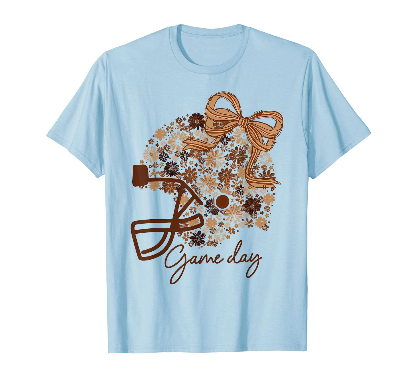 Retro Floral Football Helmet Game Day Touch Down Season T-Shirt