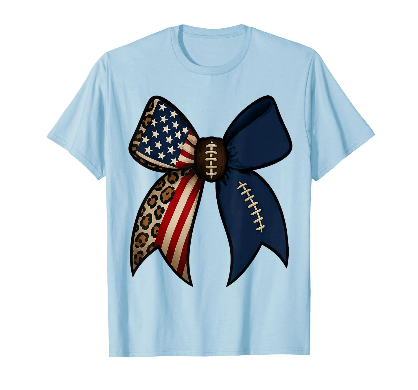 American Football US Flag Leopard Women Girls Football Lover T-Shirt