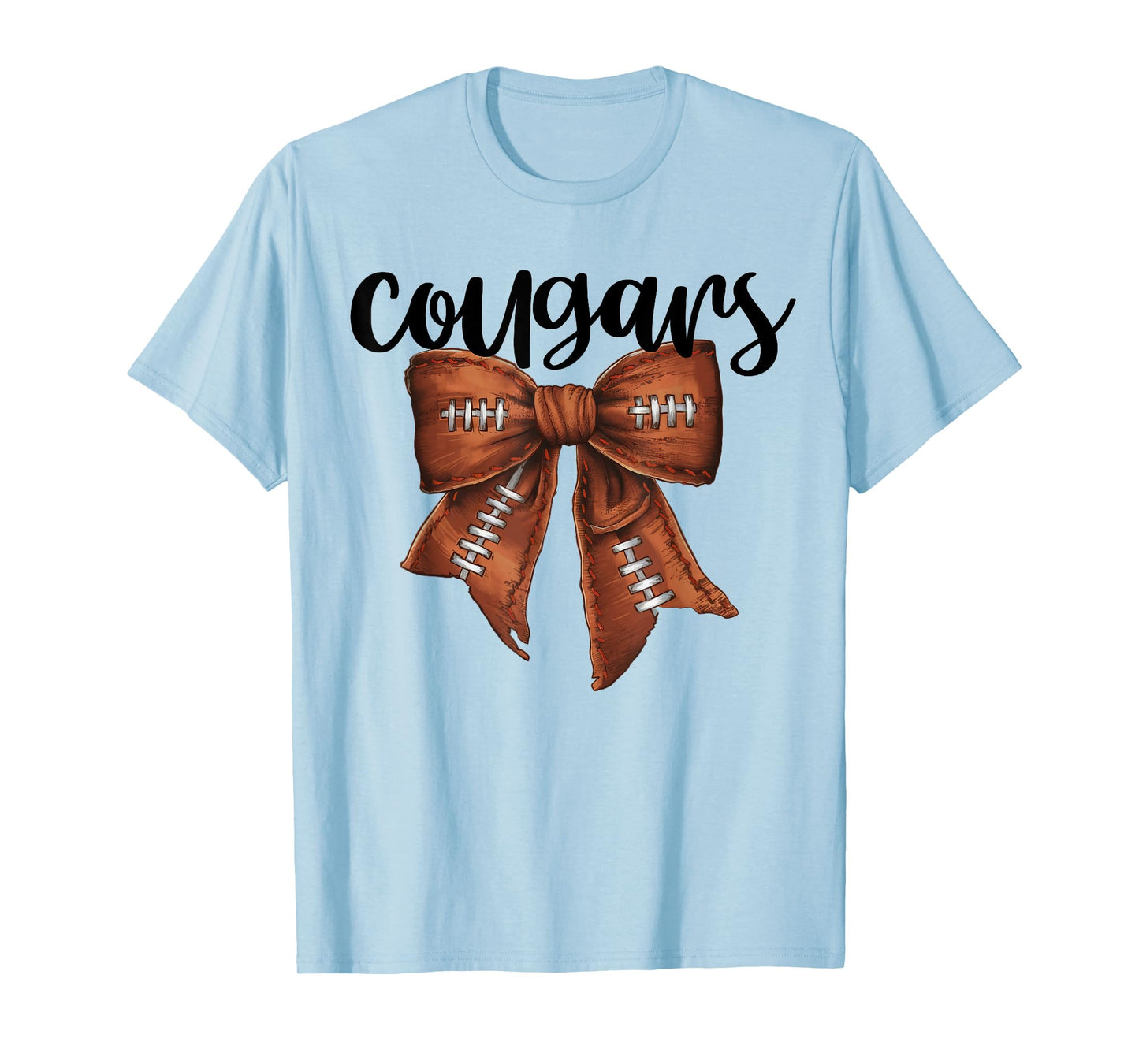 Cougars Football Bow School Spirit Team Mascot Game Night T-Shirt