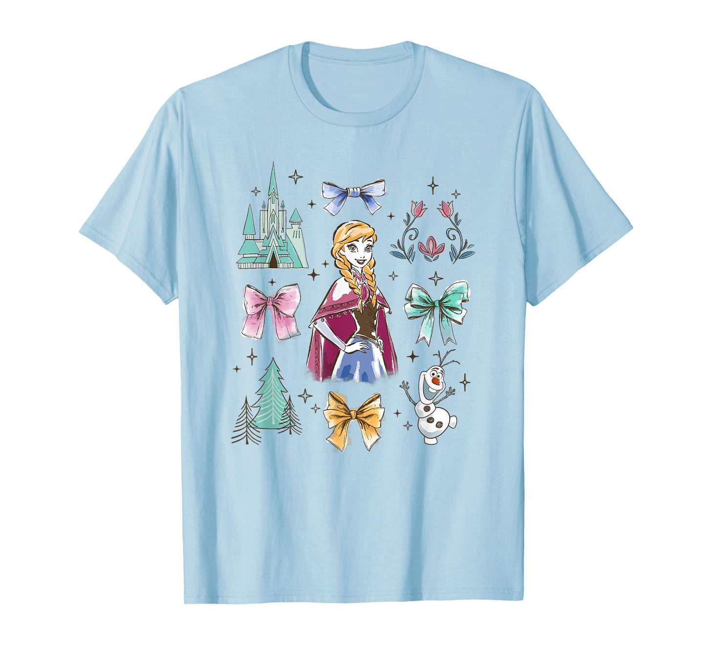 Disney Frozen Anna Bow Watercolor Collage T-Shirt