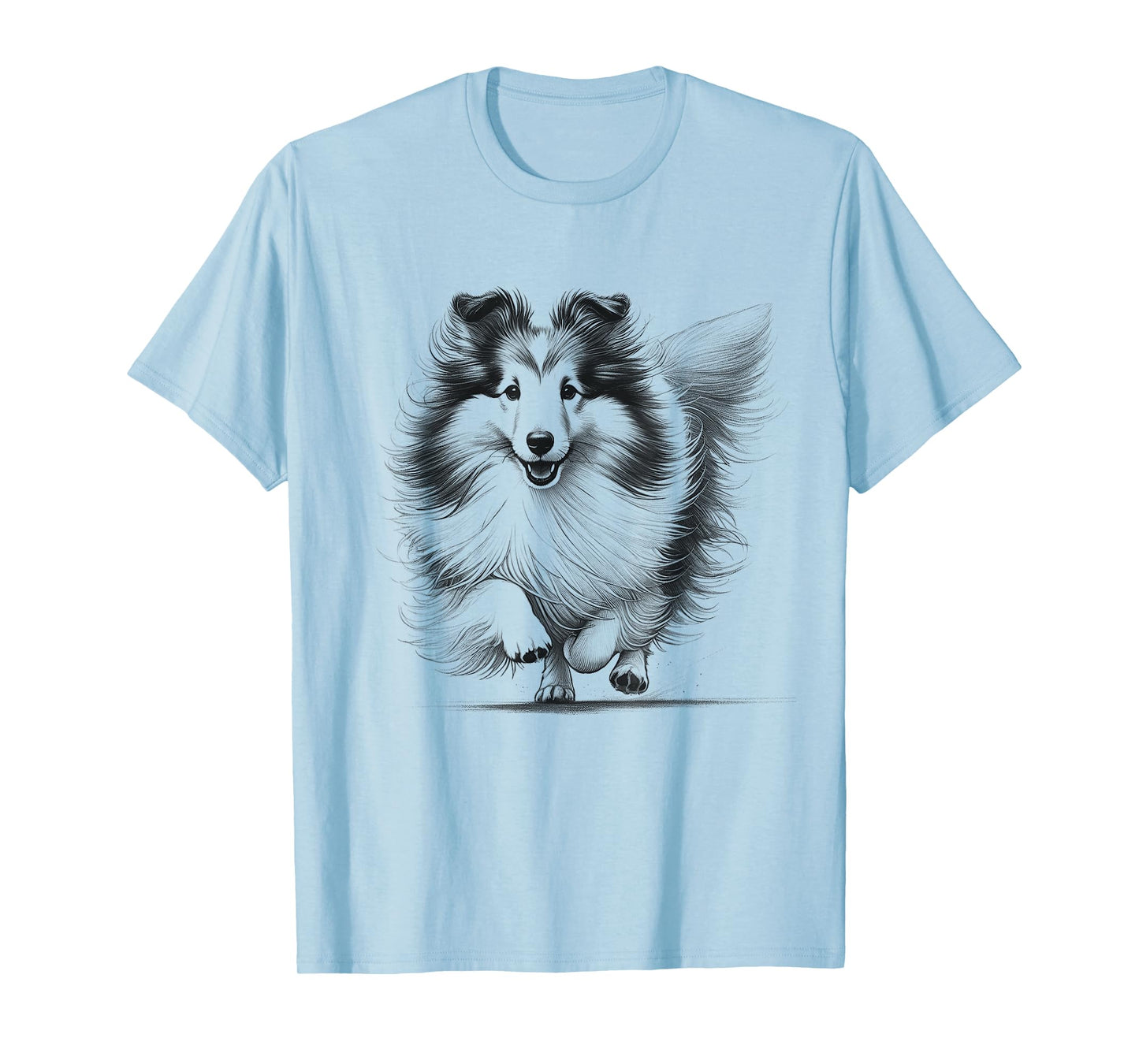 Shetland Sheepdog Dog Sheltie Running Design T-Shirt for Men Women