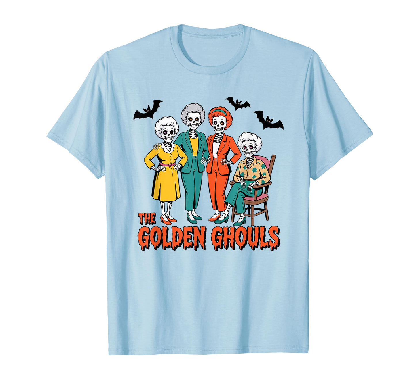 Golden Ghouls Halloween Design for Fans of Spooky Fun T-Shirt