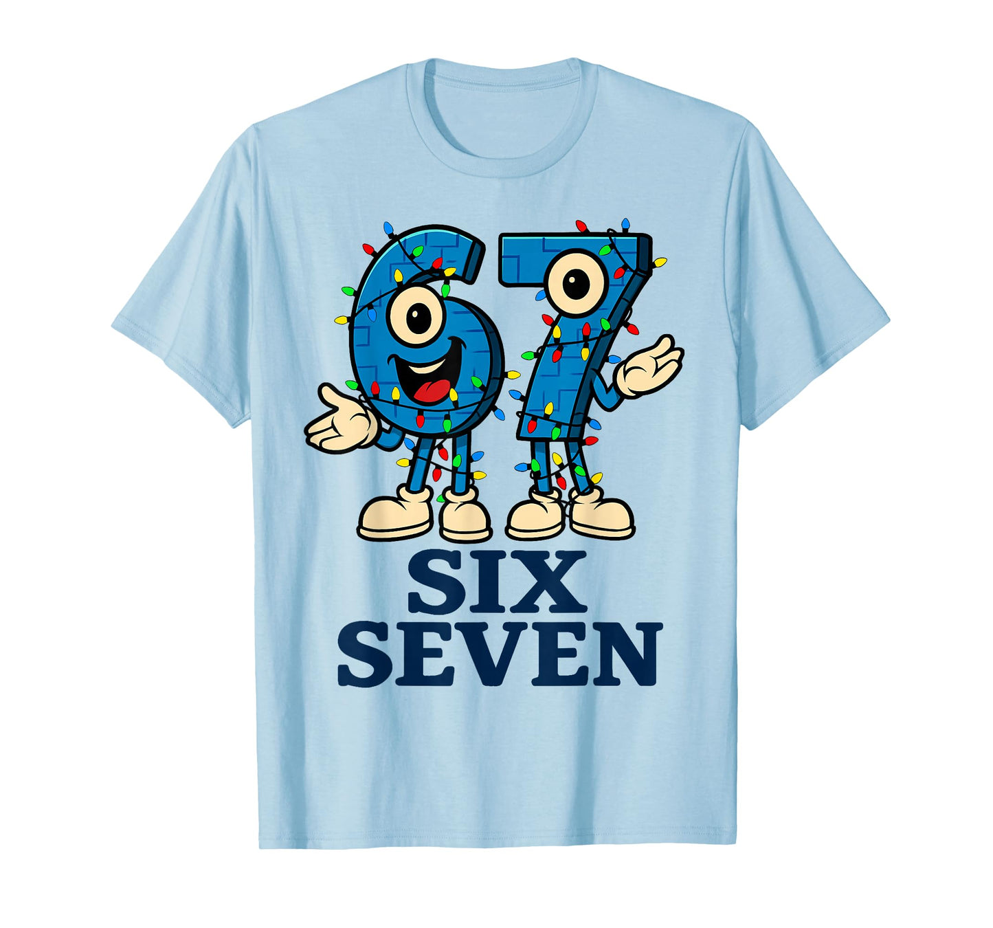 67 Six Seven 6-7 Christmas Lights - Funny Brainrot Kids Meme T-Shirt