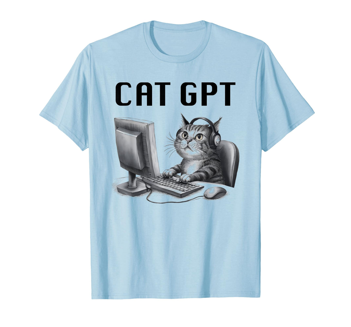 CAT GPT Funny AI Cat - Computer Chat Bot Humorous Kitty Pun T-Shirt
