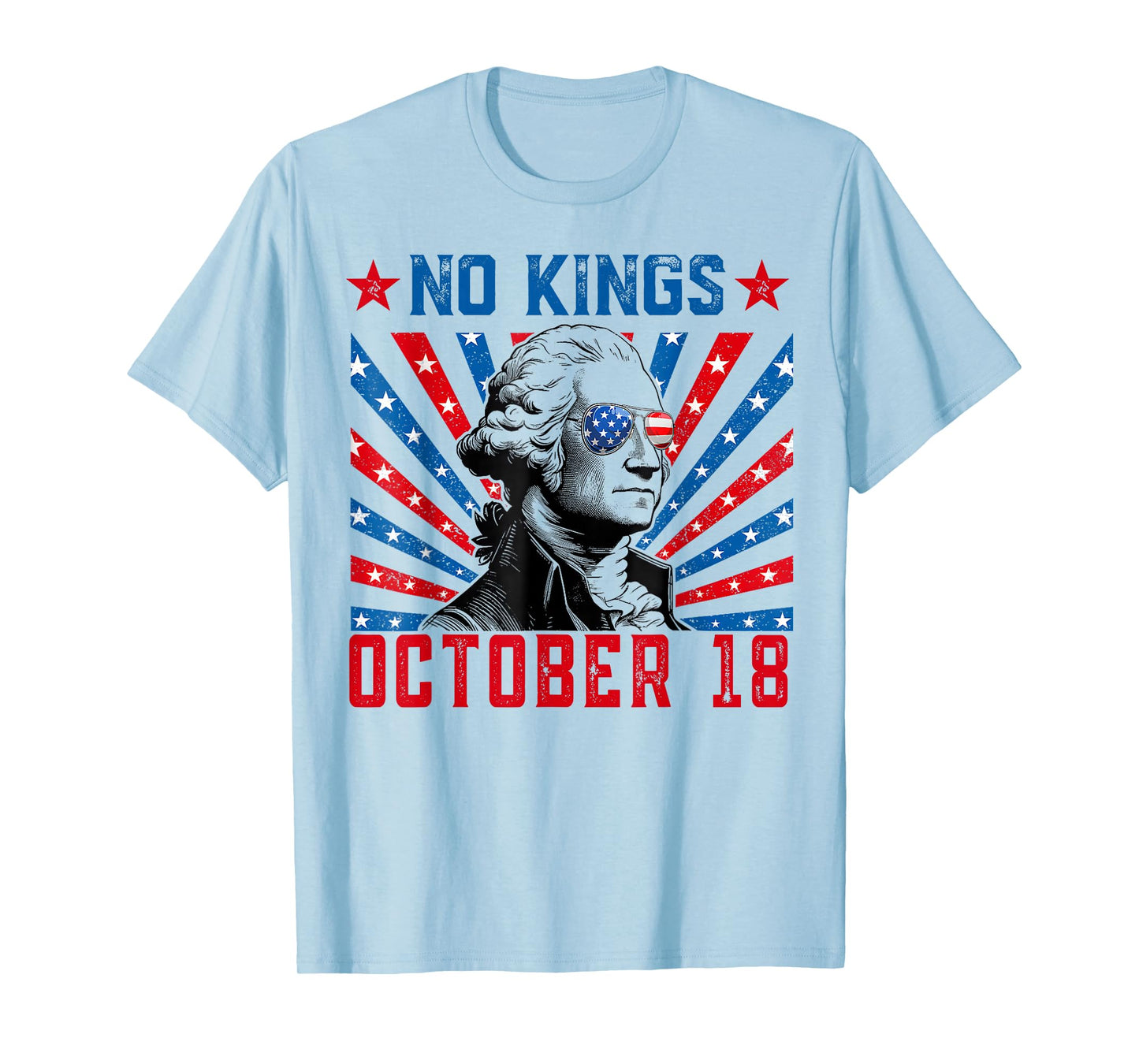 No Kings October 18 No Kings Day Retro George America Flag T-Shirt
