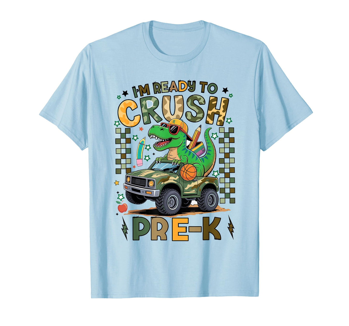 Back to School Kids Boys I’m Ready to Crush Pre-k T-Rex T-Shirt