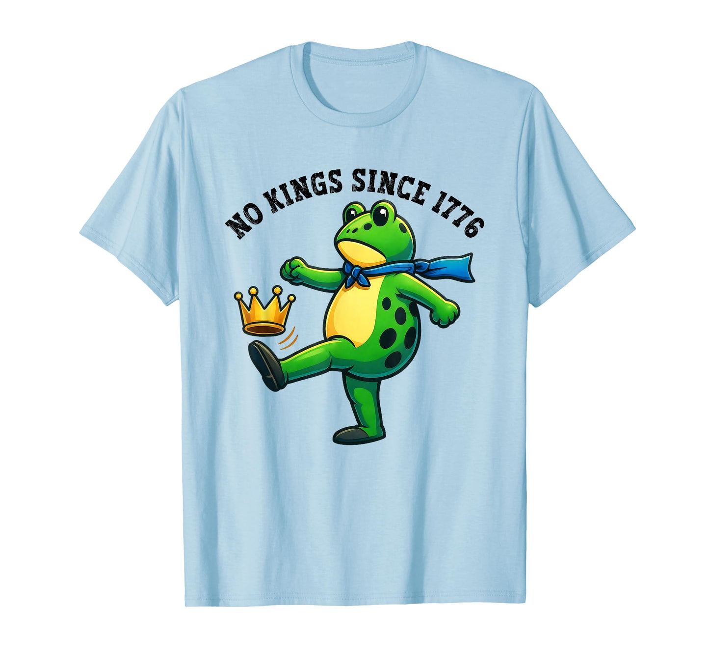 No Kings Since 1776 Portland Frog Kicking Crown Retro T-Shirt