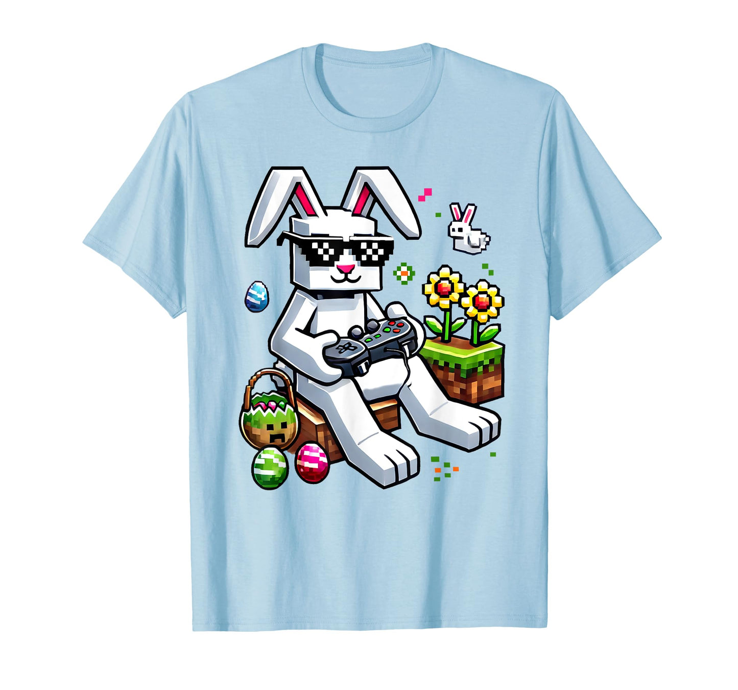 Boys Happy Easter Day Bunny Egg Video Game Kids Mens Gamer T-Shirt