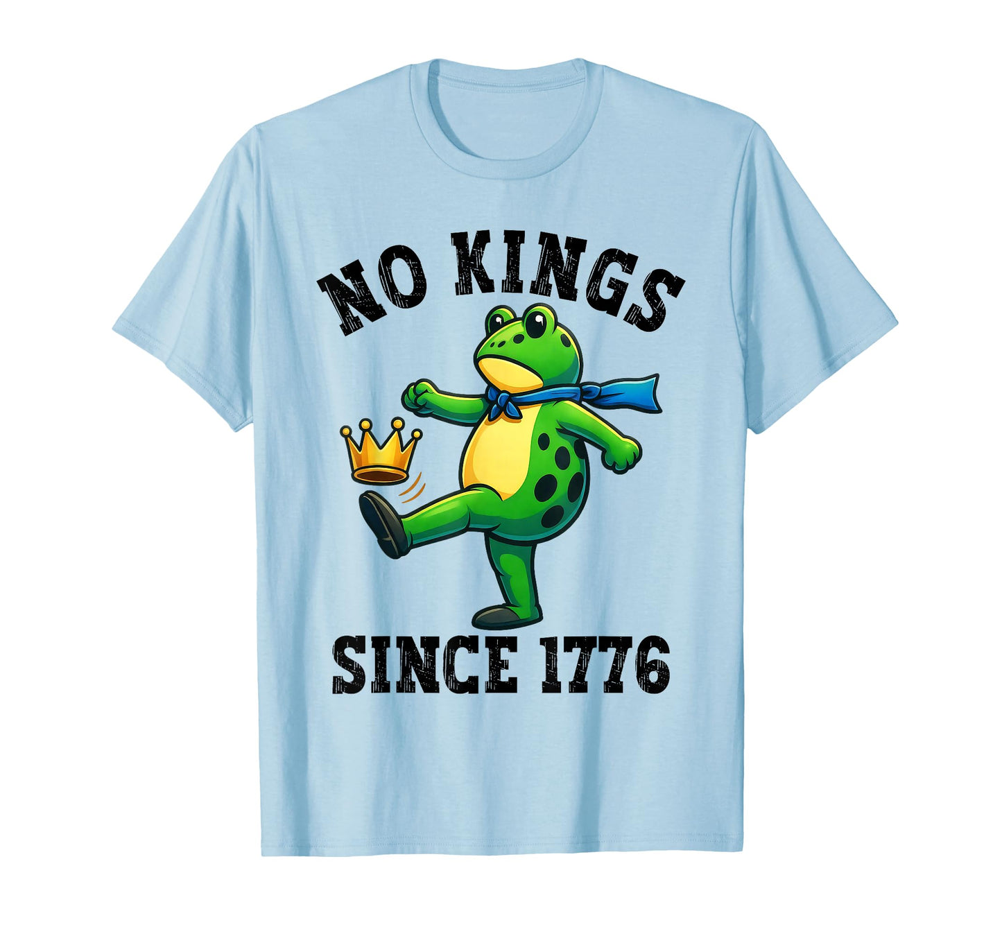No Kings Since 1776 Portland Frog Kicking Crown Retro T-Shirt
