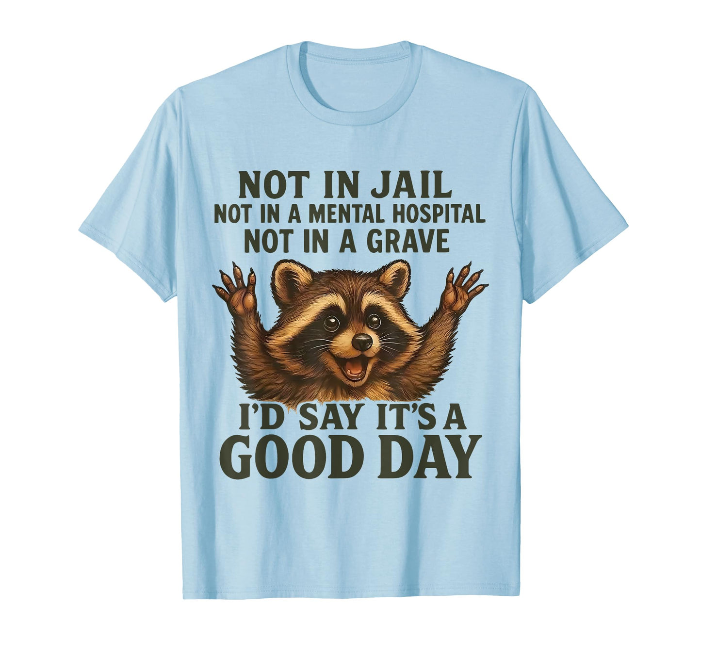 Not in Jail Not in A Mental Hospital Not in A Grave Raccoon T-Shirt