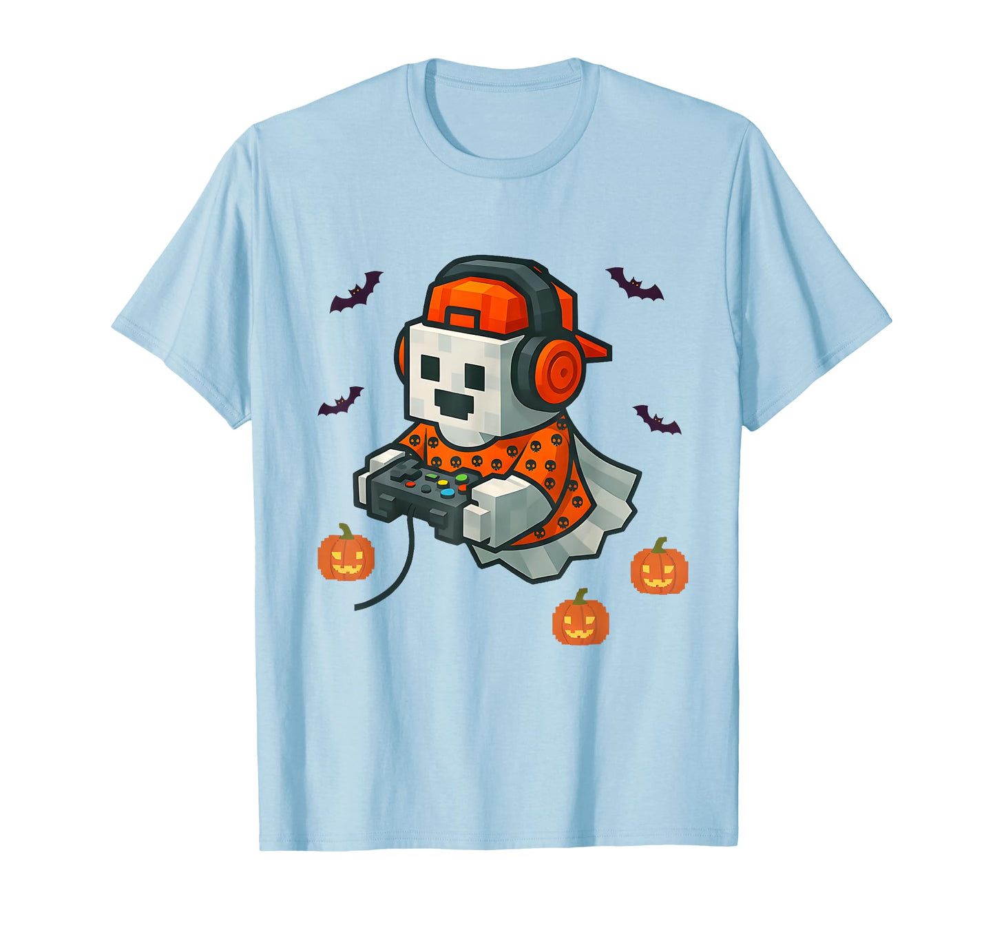 Halloween Ghost Gamer Spooky Pixelated Ghost with Controller T-Shirt