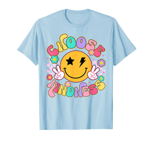 Cute Choose Kindness Groovy Smile Face Inspirational Be Kind T-Shirt