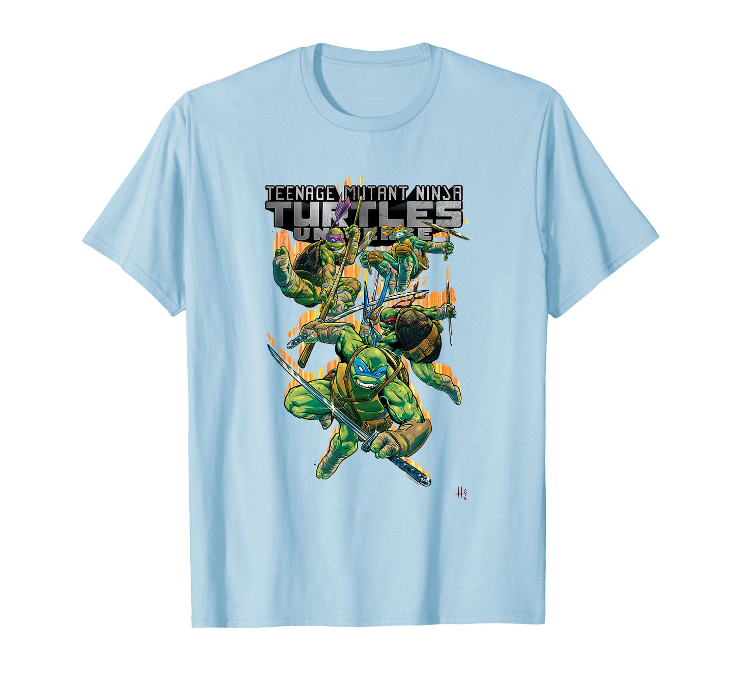 Teenage Mutant Ninja Turtles Colorful Attack Poses Comic T-Shirt
