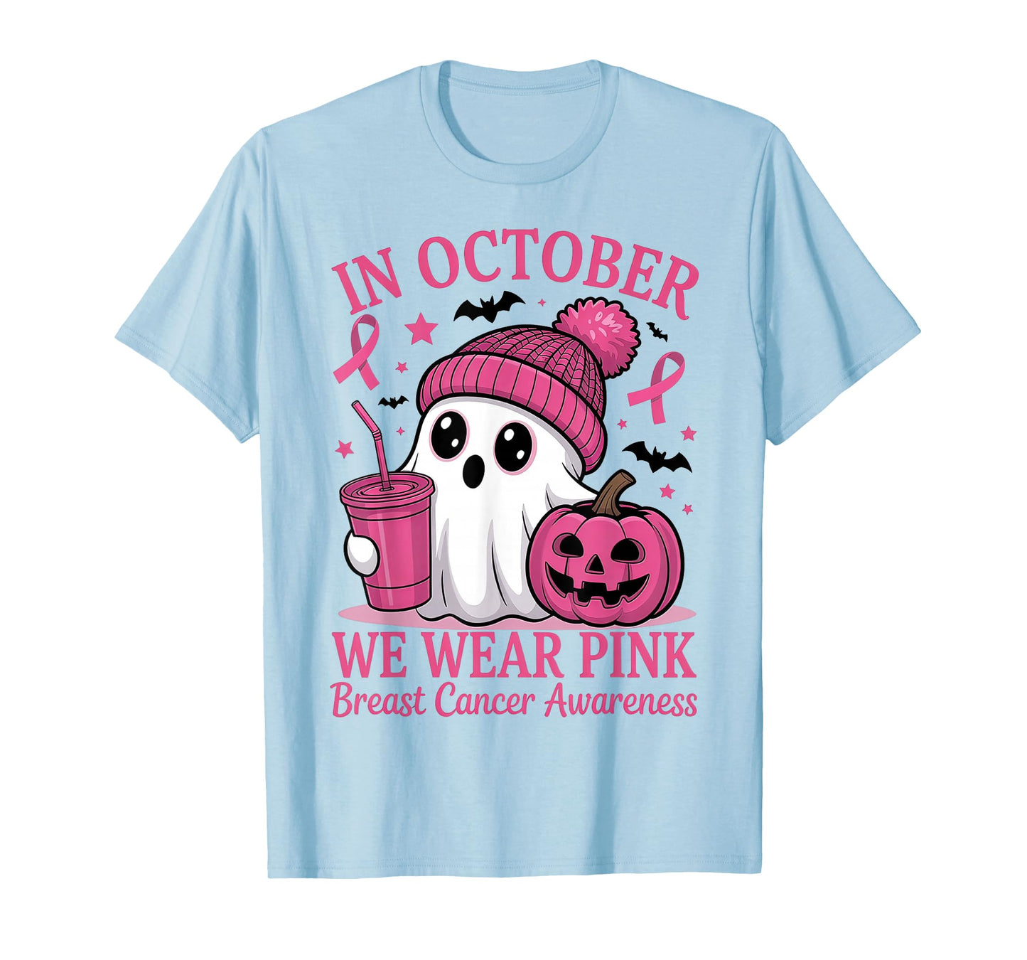Breast Cancer Halloween Women in October We Wear Pink T-Shirt