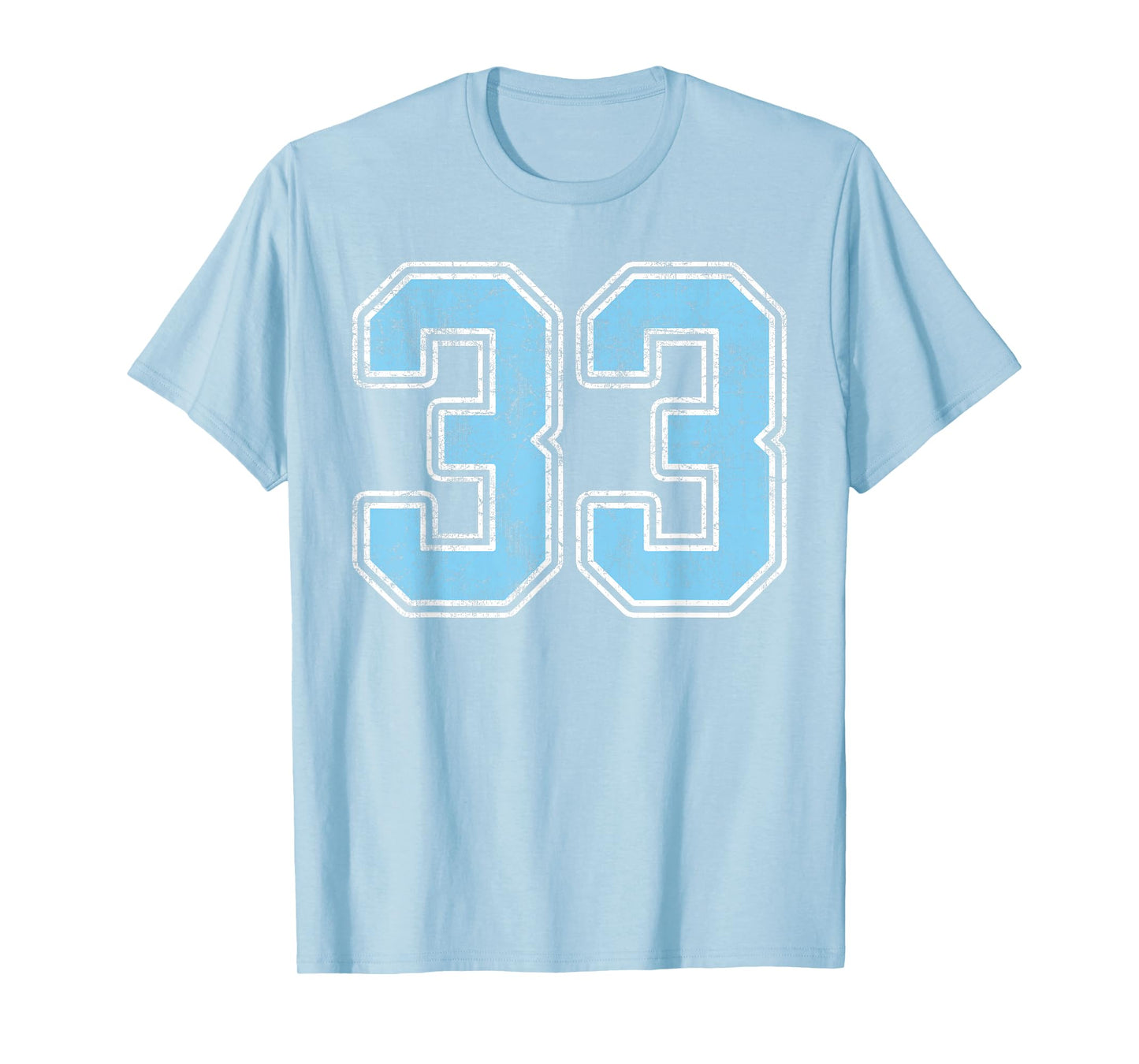 Baby Blue White Number 33 Jersey Player Uniform #33 T-Shirt