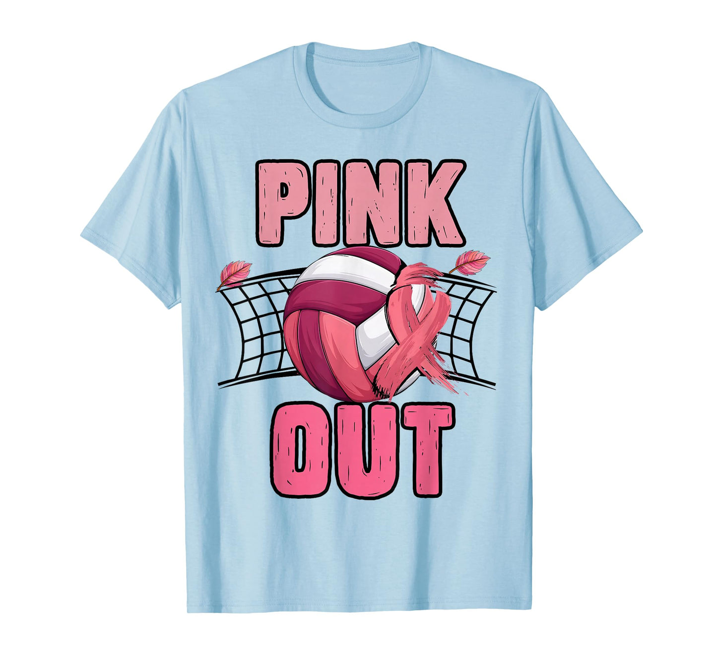 Pink Out Volleyball Breast Cancer Awareness Ribbon Volley T-Shirt