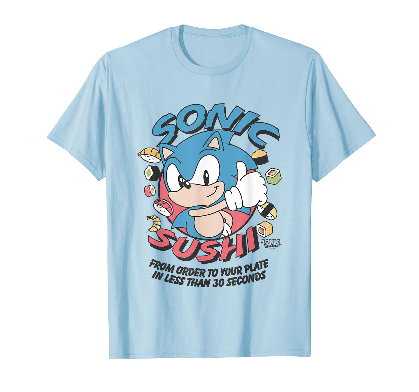 Sonic The Hedgehog Sonic Sushi Less Than 30 Seconds Vintage T-Shirt